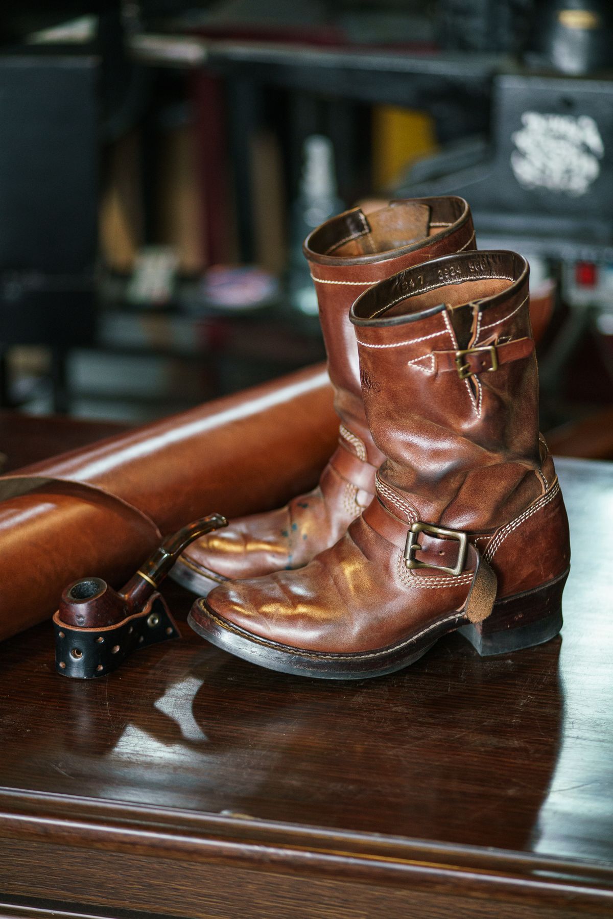 Photo by William on March 4, 2025 of the Willie's Handmade Boots Engineer Boots in Maryam Toscanello TPR Horsebutt.