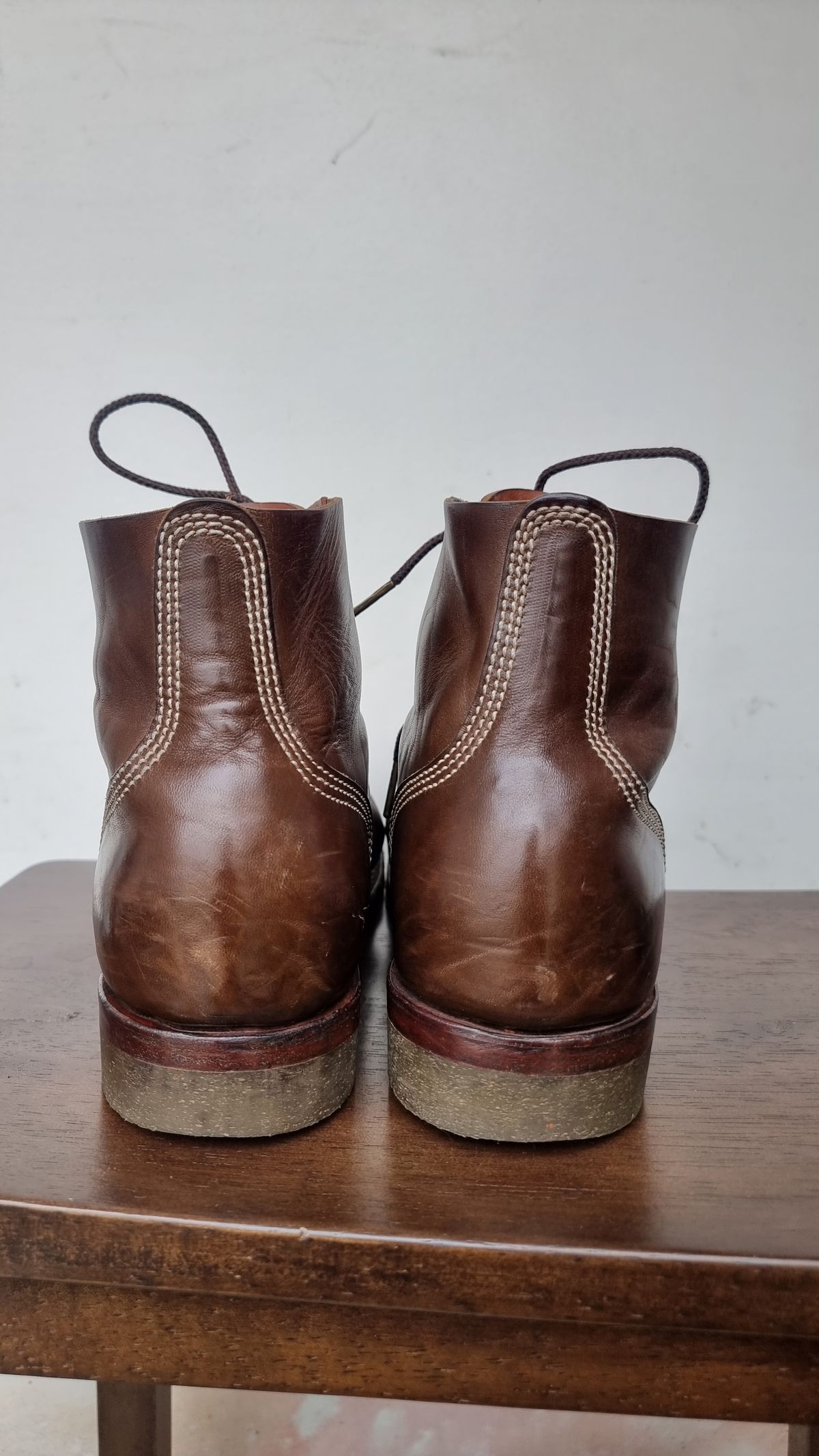 Photo by William on January 3, 2024 of the Willie's Handmade Boots Boondocker in Maryam Olive Horsebutt.