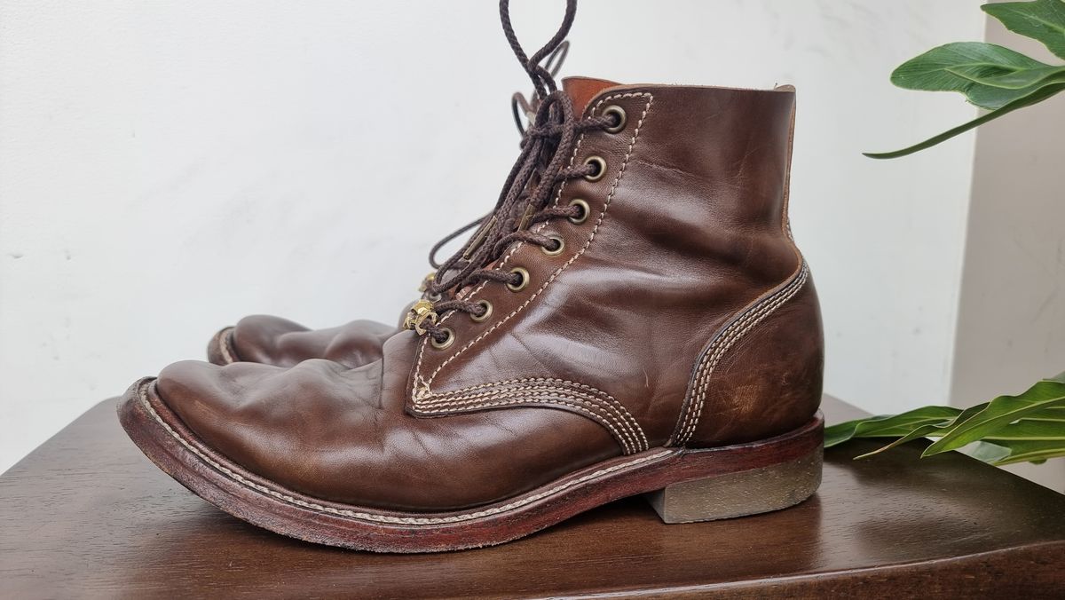 Photo by William on January 3, 2024 of the Willie's Handmade Boots Boondocker in Maryam Olive Horsebutt.