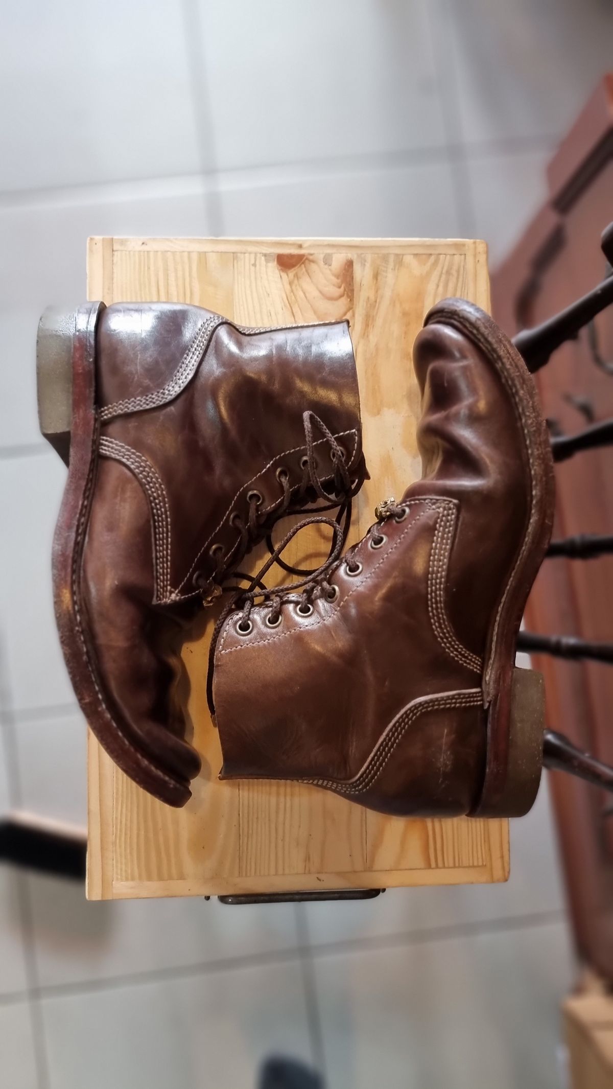 Photo by William on February 2, 2024 of the Willie's Handmade Boots Boondocker in Maryam Olive Horsebutt.