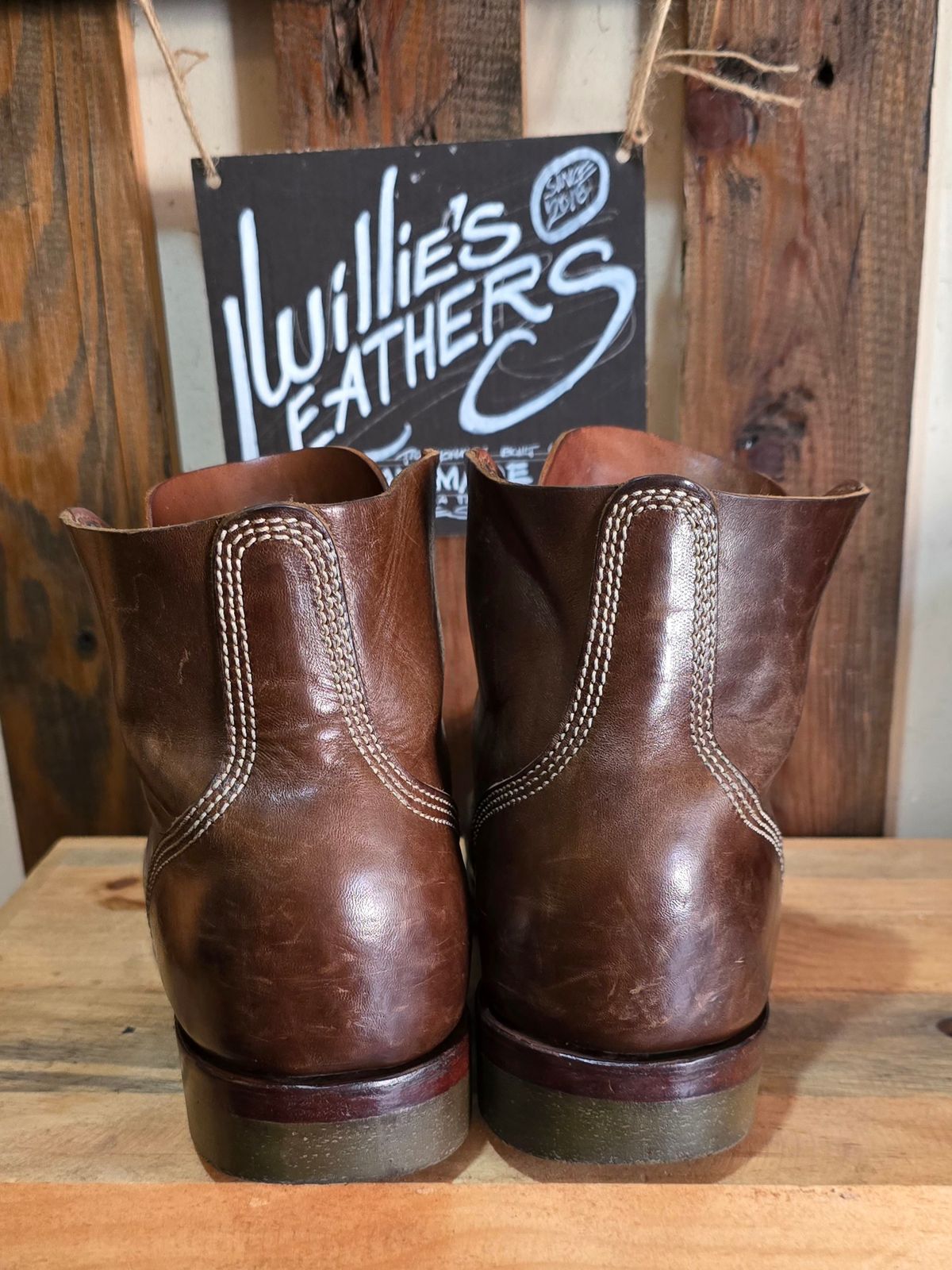 Photo by William on April 4, 2024 of the Willie's Handmade Boots Boondocker in Maryam Olive Horsebutt.