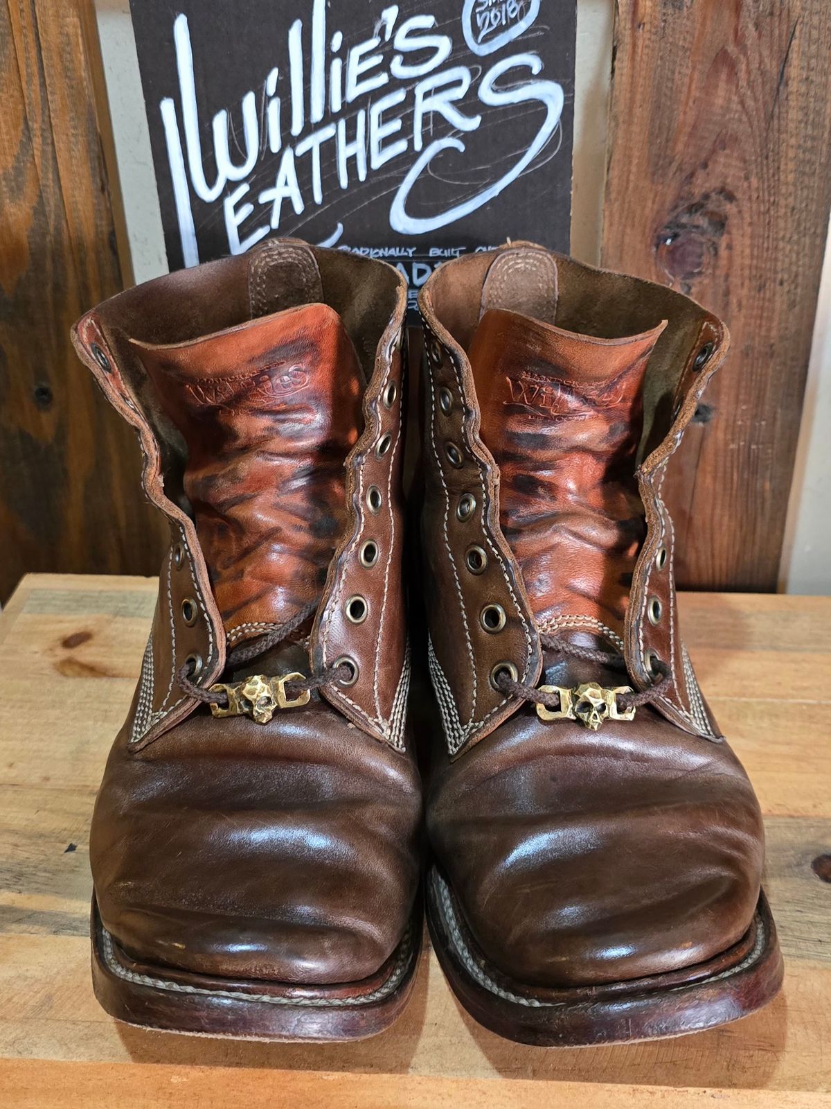 Photo by William on April 4, 2024 of the Willie's Handmade Boots Boondocker in Maryam Olive Horsebutt.