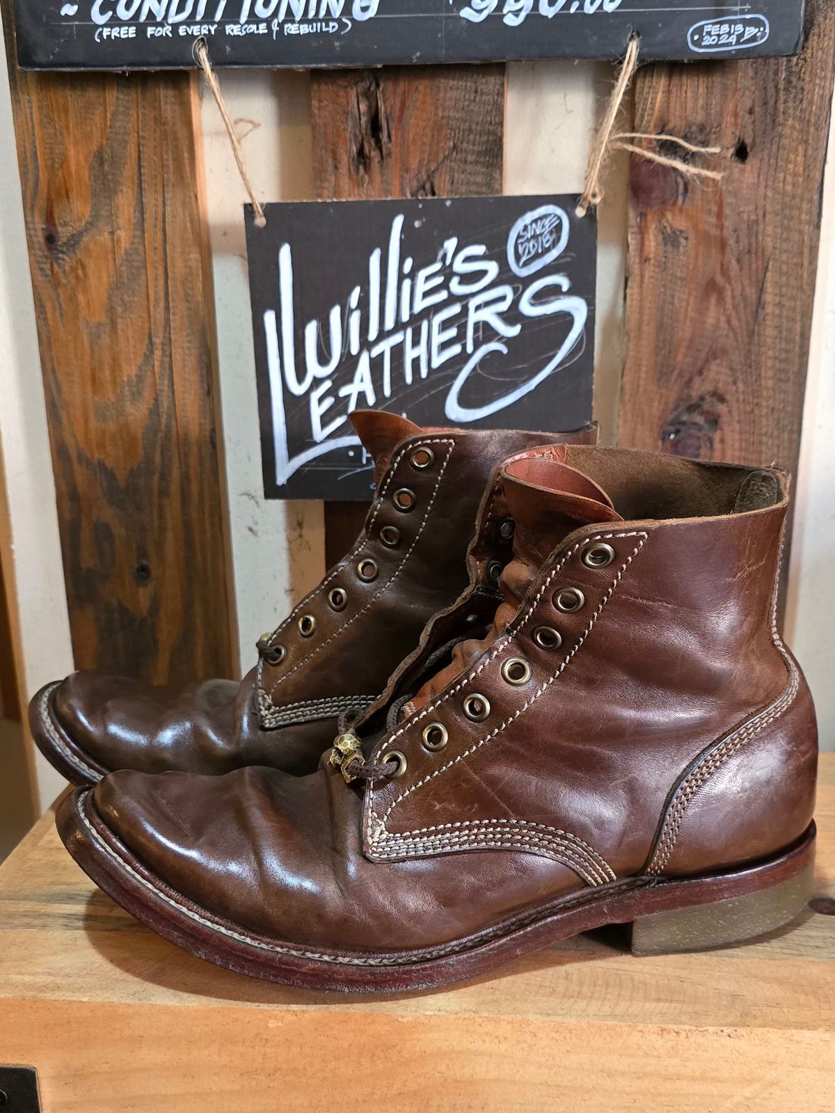 Photo by William on April 4, 2024 of the Willie's Handmade Boots Boondocker in Maryam Olive Horsebutt.