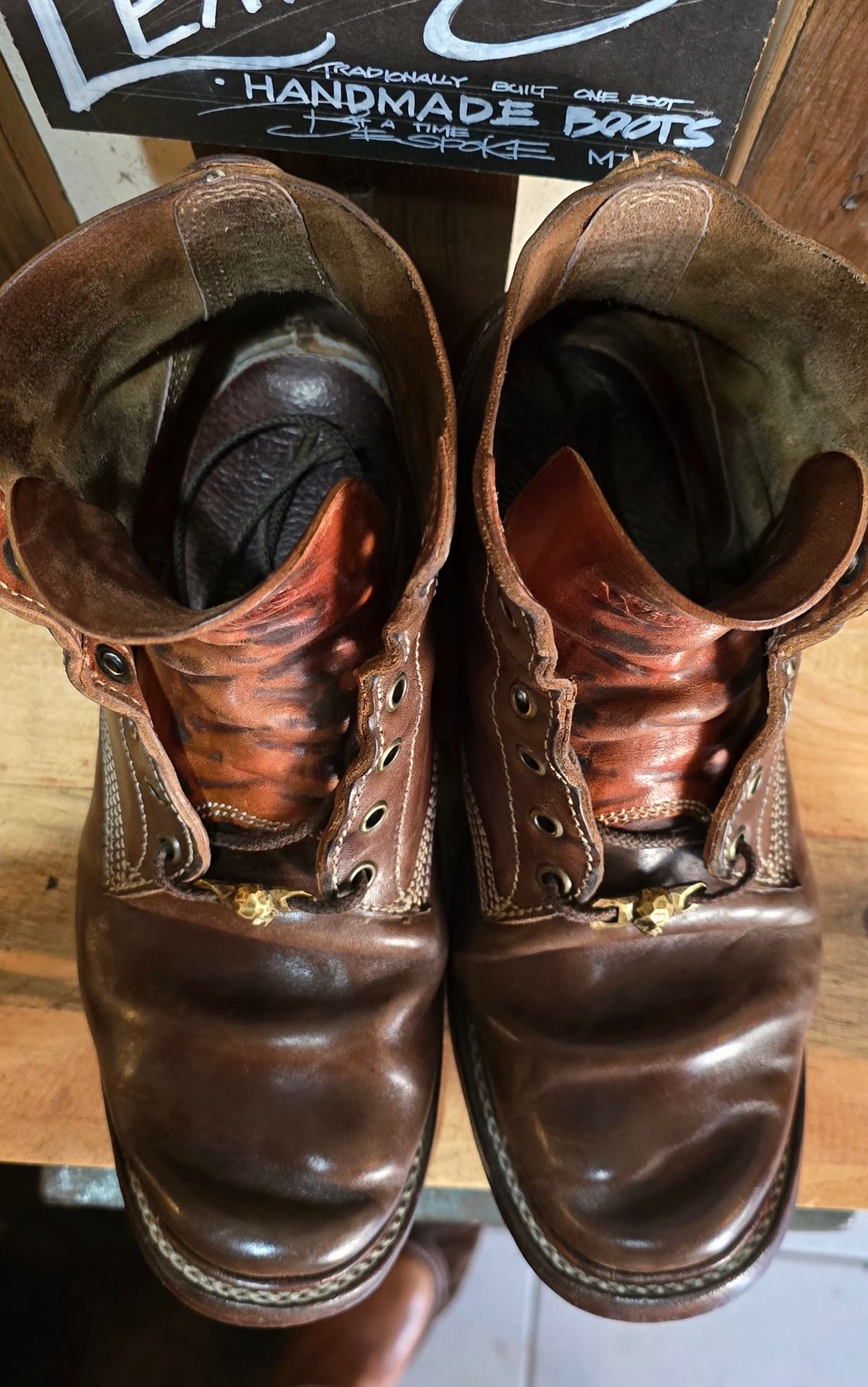 Photo by William on April 4, 2024 of the Willie's Handmade Boots Boondocker in Maryam Olive Horsebutt.