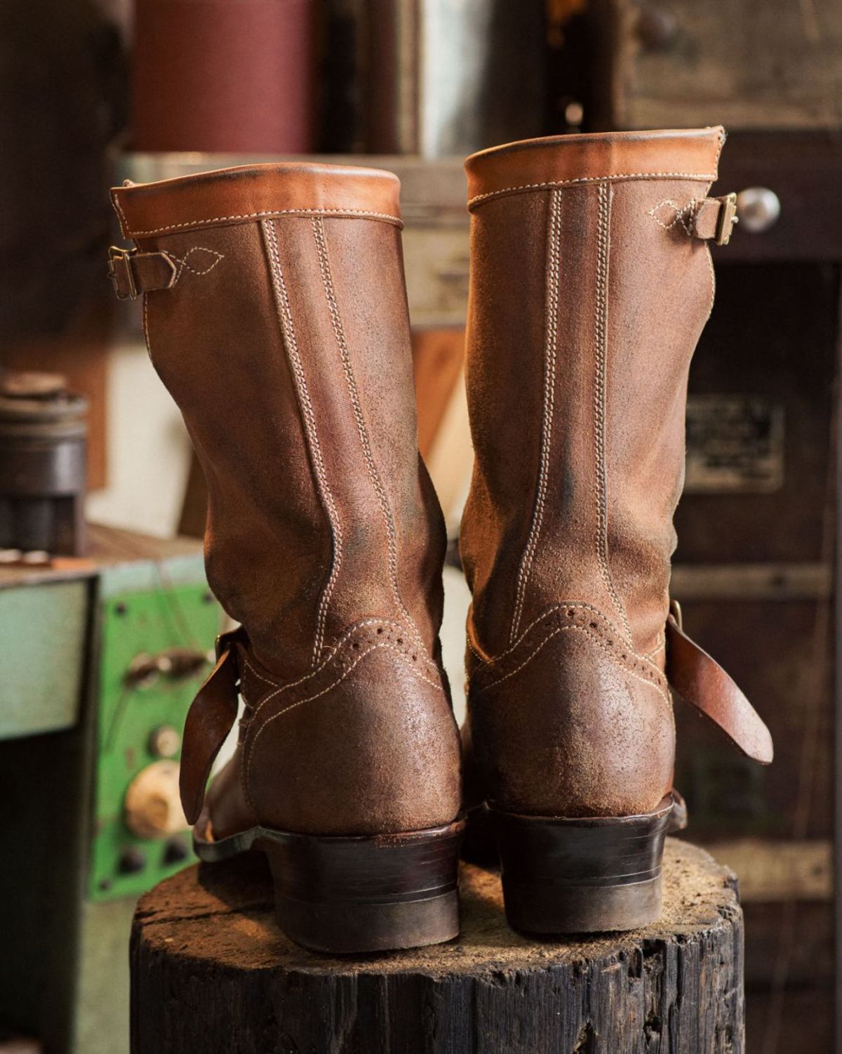 Photo by William on December 2, 2025 of the Willie's Handmade Boots Engineer Boots in Maryam Natural Waxed Reverse Horsebutt.