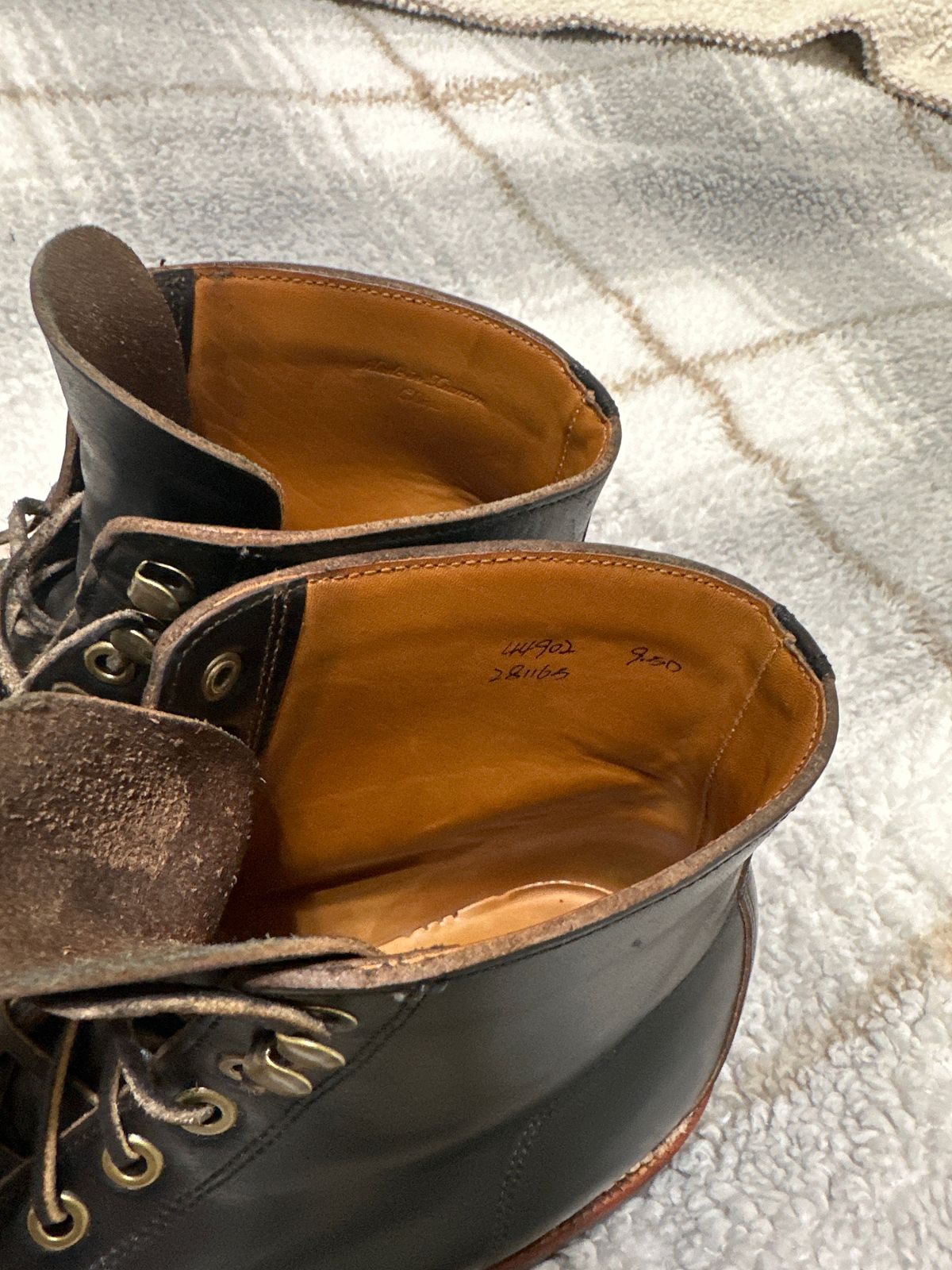 Photo by Doug_H on March 3, 2023 of the Grant Stone Brass Boot in Horween Black Chromexcel.