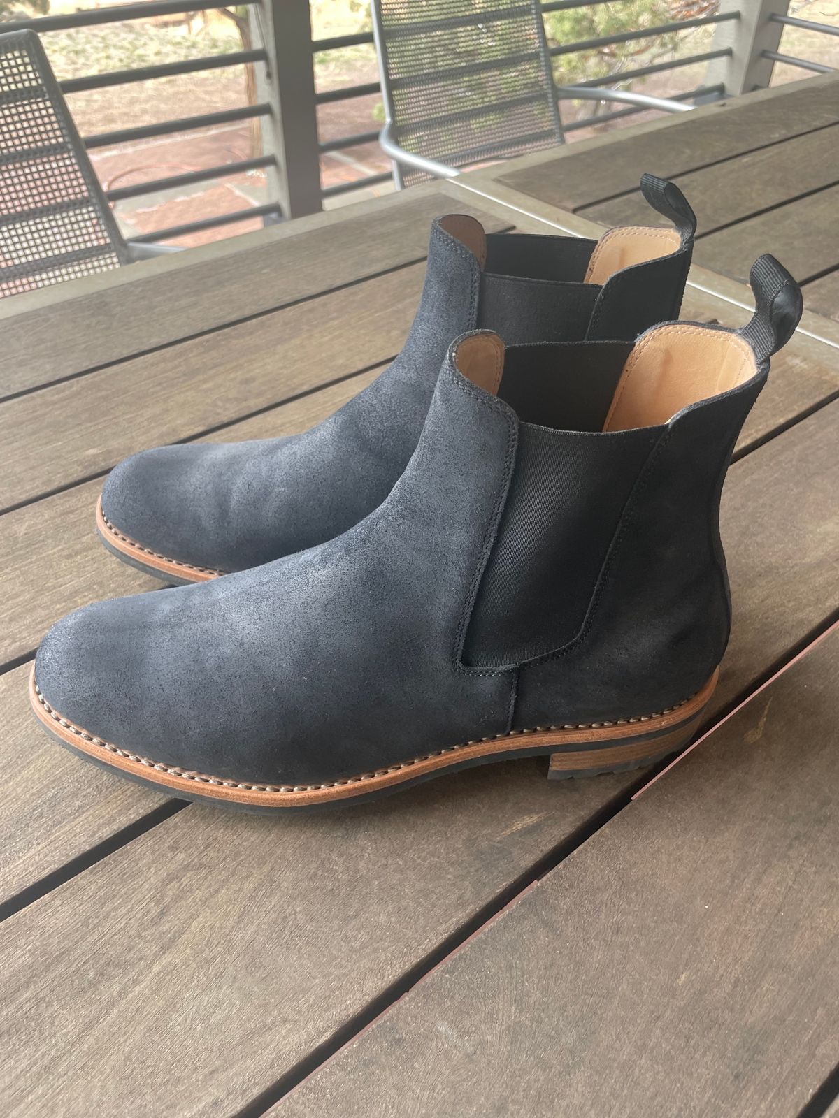 Photo by bootsinbend on November 7, 2023 of the Mark Albert Chelsea Boot in Tasman Leather Group Black Roughout.