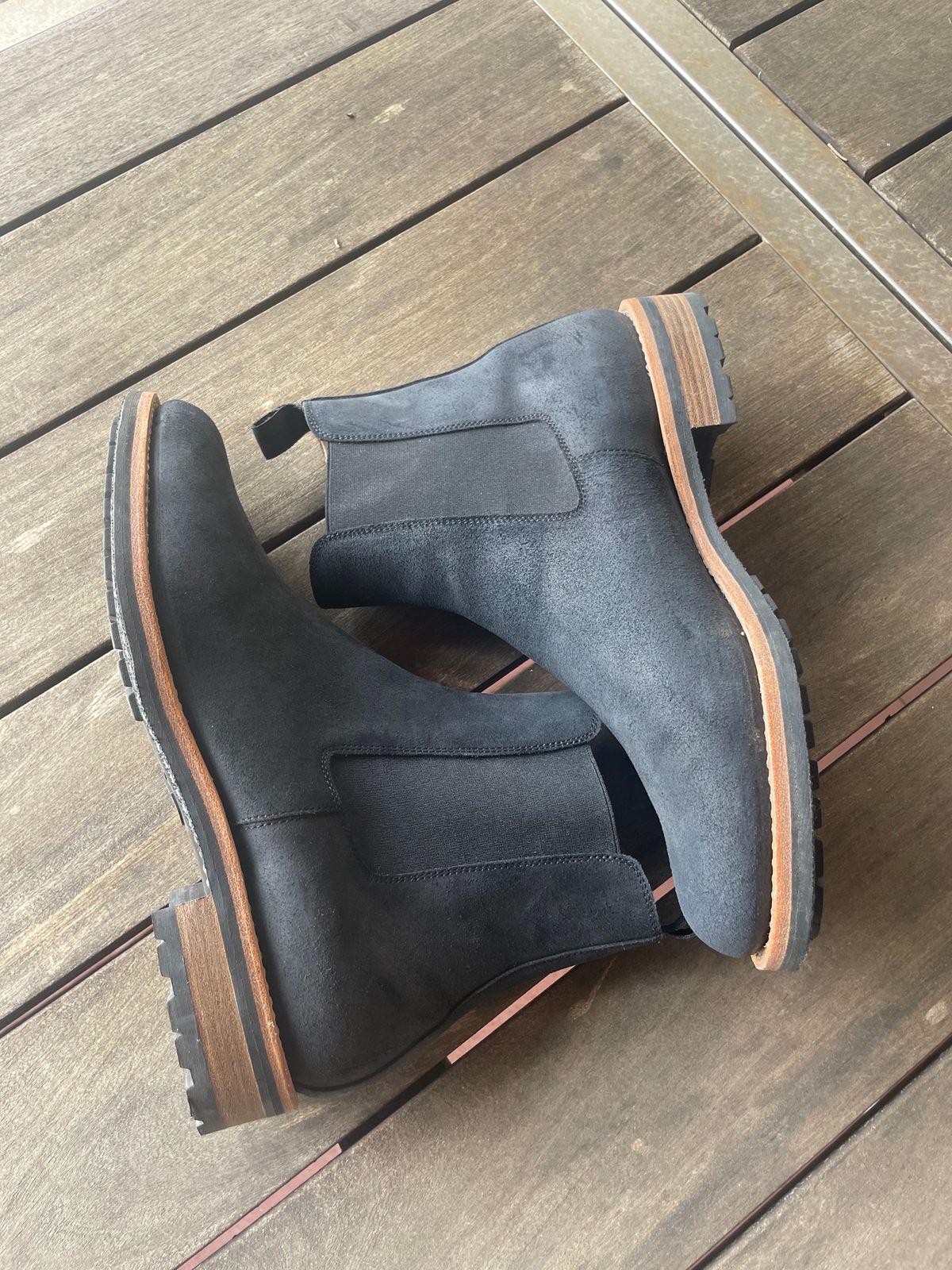 Photo by bootsinbend on November 7, 2023 of the Mark Albert Chelsea Boot in Tasman Leather Group Black Roughout.