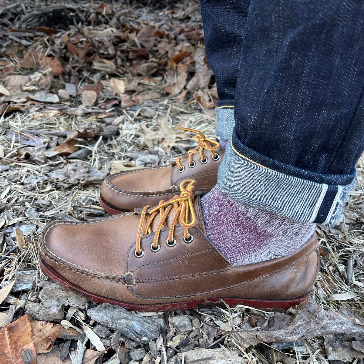 Photo by fading_to_stardust on January 1, 2023 of the Rancourt & Co. Classic Ranger-Moc in Horween Natural Chromexcel.