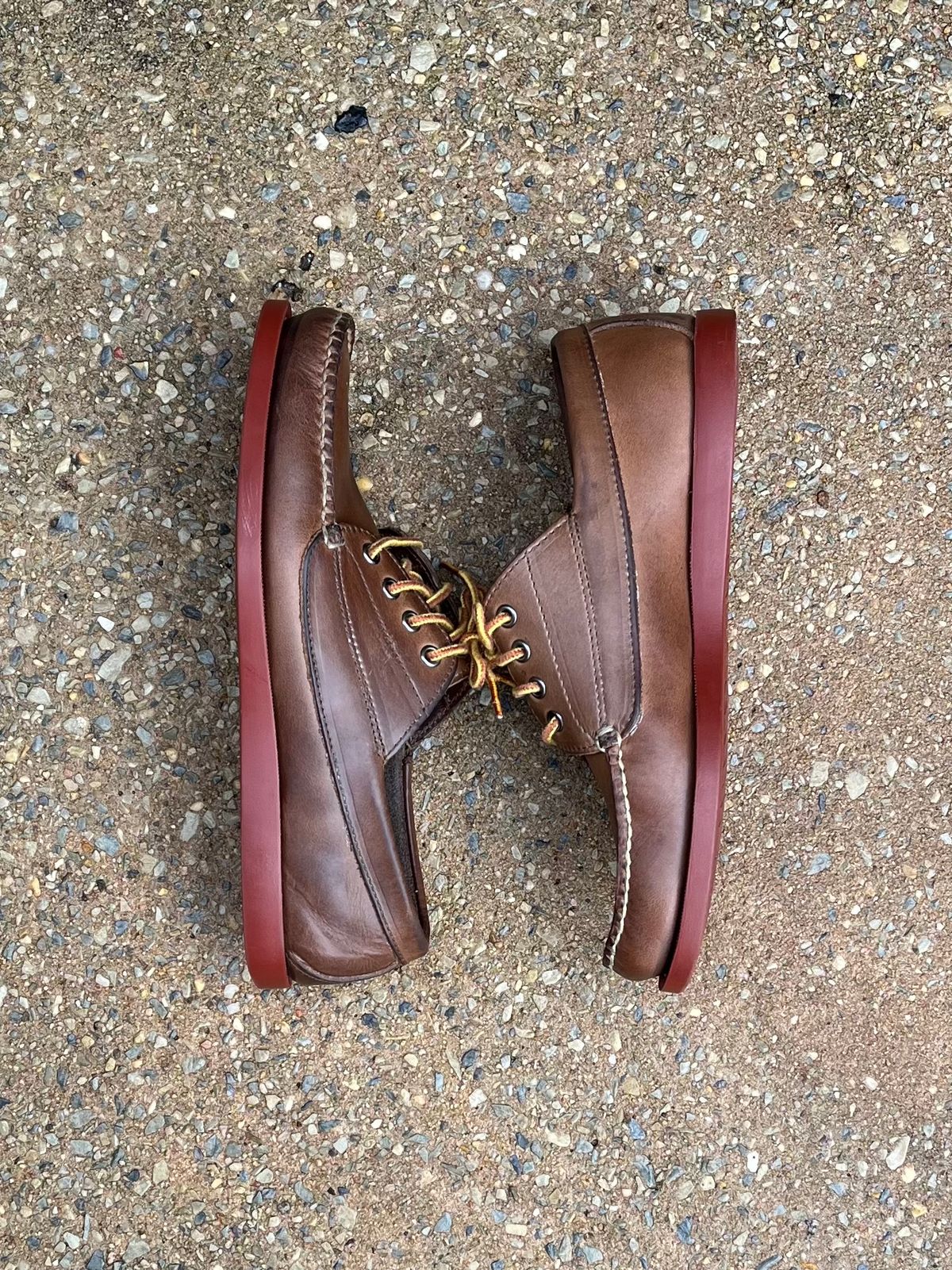 Photo by fading_to_stardust on February 2, 2023 of the Rancourt & Co. Classic Ranger-Moc in Horween Natural Chromexcel.