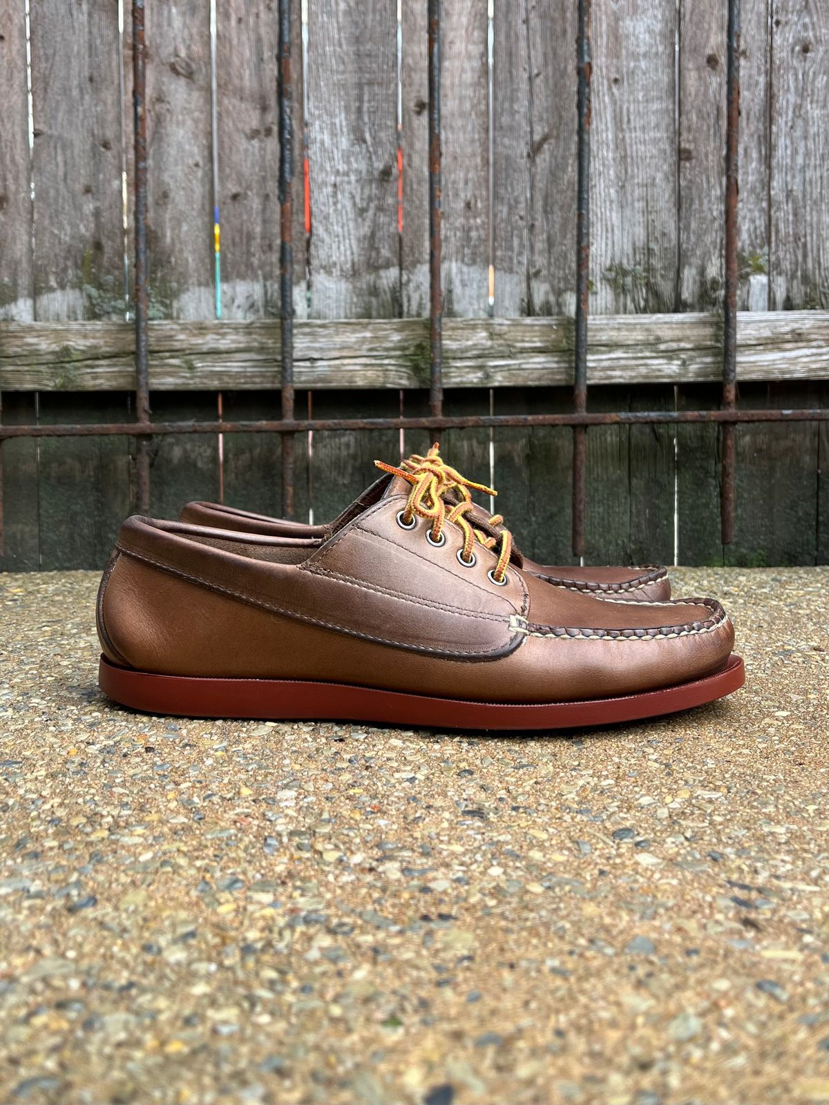 Photo by fading_to_stardust on February 2, 2023 of the Rancourt & Co. Classic Ranger-Moc in Horween Natural Chromexcel.