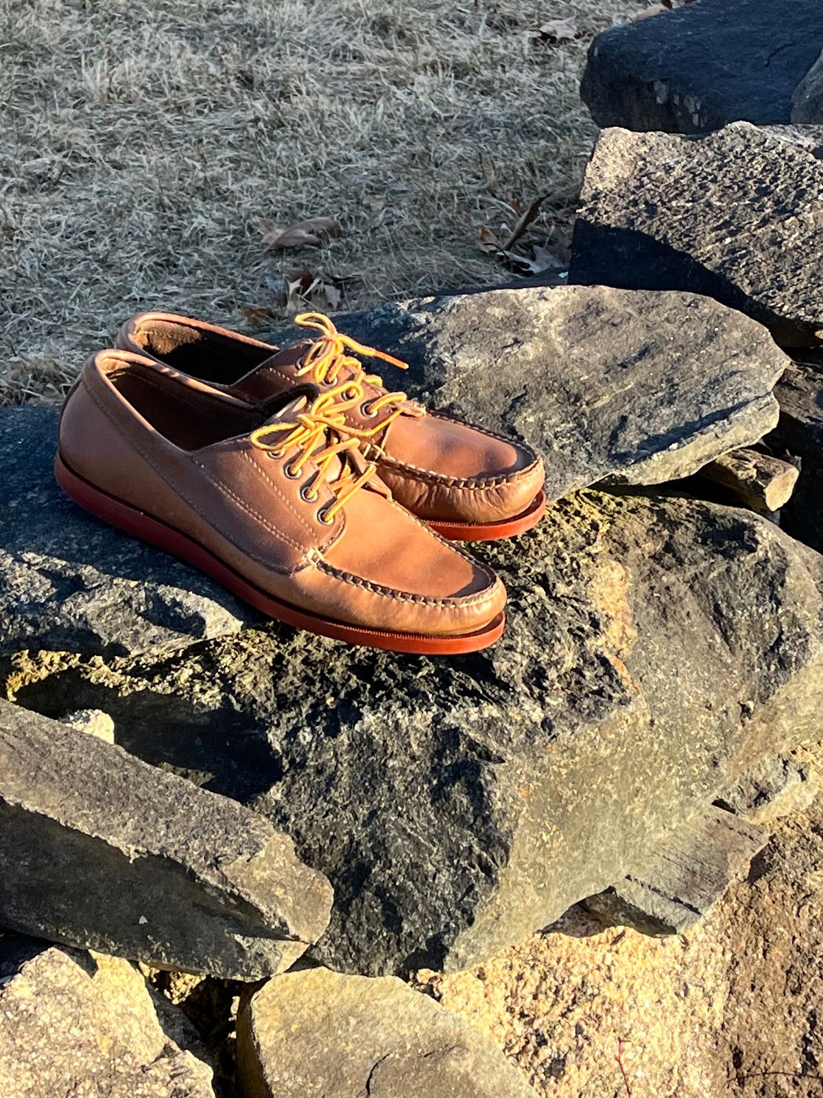 Photo by fading_to_stardust on February 6, 2023 of the Rancourt & Co. Classic Ranger-Moc in Horween Natural Chromexcel.