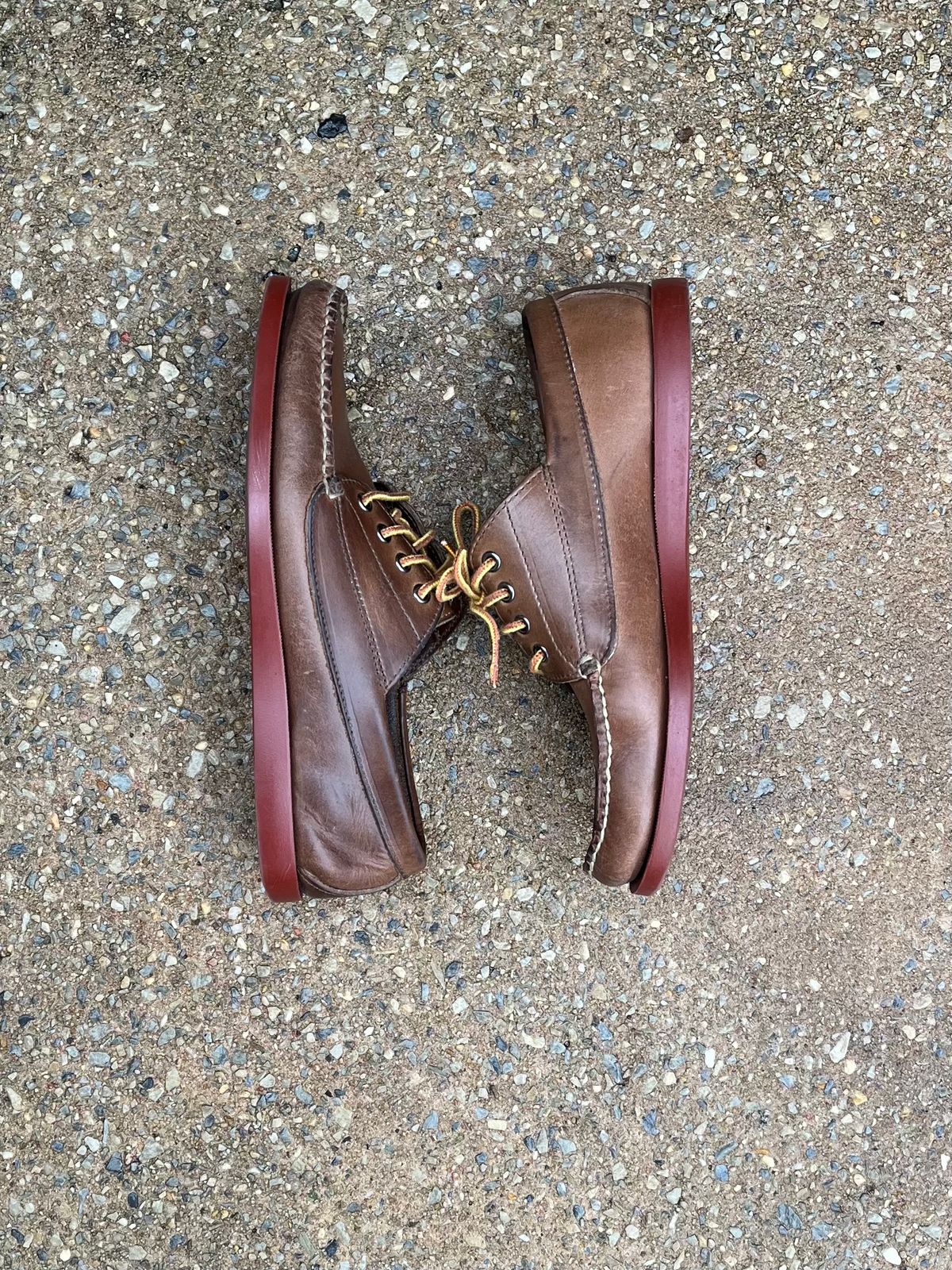 Photo by fading_to_stardust on March 1, 2023 of the Rancourt & Co. Classic Ranger-Moc in Horween Natural Chromexcel.