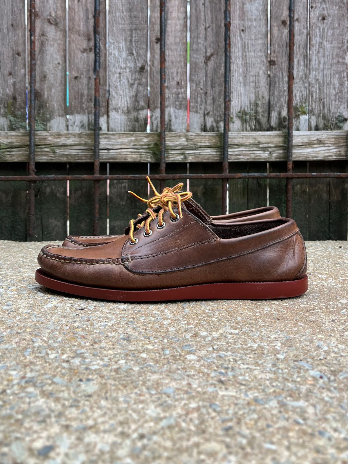 Photo by fading_to_stardust on April 6, 2023 of the Rancourt & Co. Classic Ranger-Moc in Horween Natural Chromexcel.