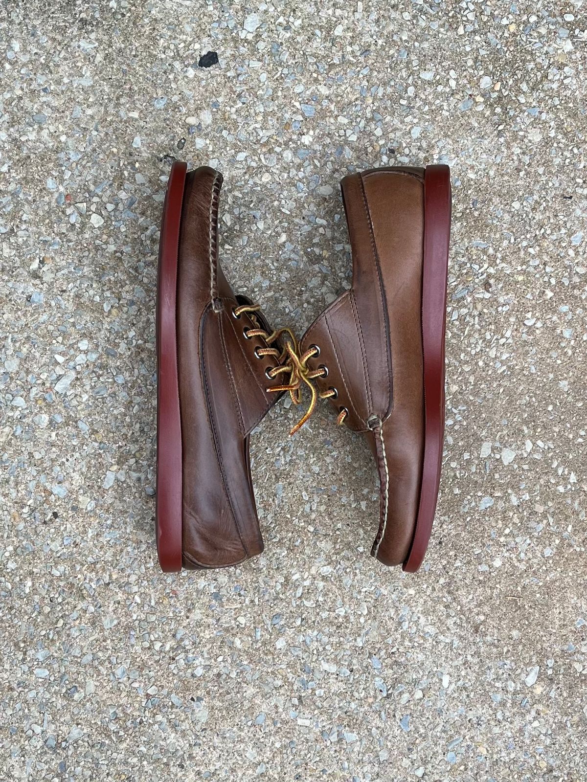 Photo by fading_to_stardust on April 6, 2023 of the Rancourt & Co. Classic Ranger-Moc in Horween Natural Chromexcel.