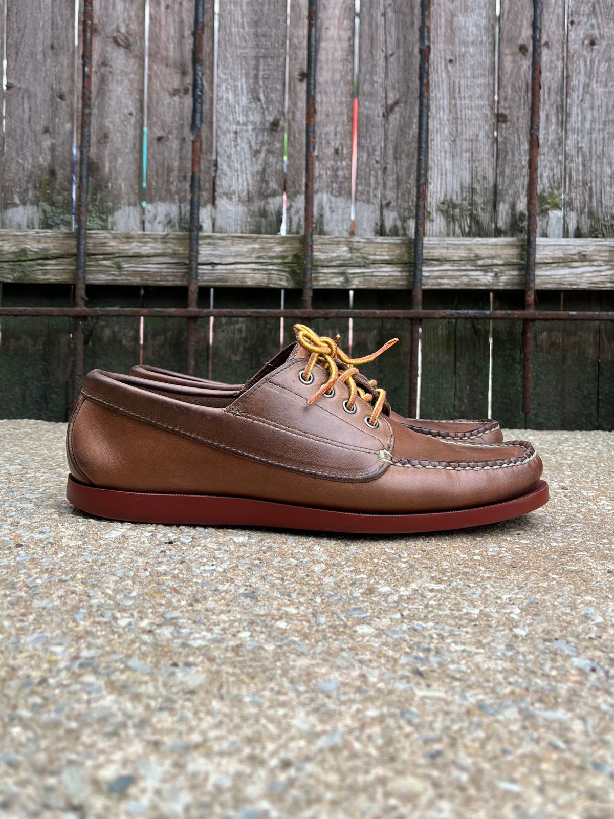 Photo by fading_to_stardust on April 6, 2023 of the Rancourt & Co. Classic Ranger-Moc in Horween Natural Chromexcel.