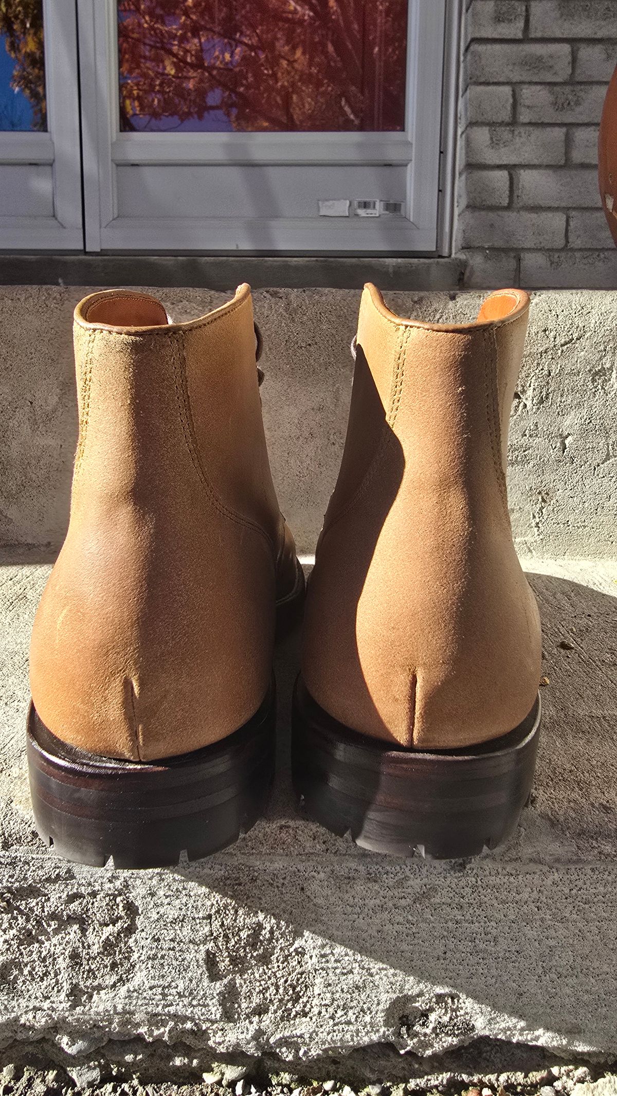 Photo by Gonzo on November 4, 2025 of the Grant Stone Garrison Boot in C.F. Stead Natural Waxy Commander Suede.