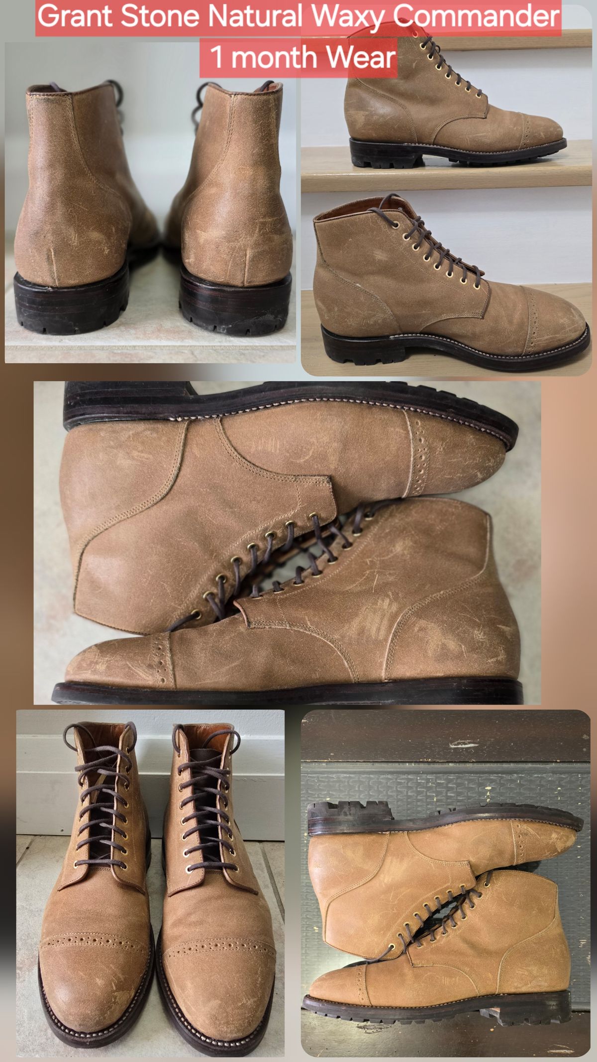 Photo by Gonzo on December 7, 2025 of the Grant Stone Garrison Boot in C.F. Stead Natural Waxy Commander Suede.