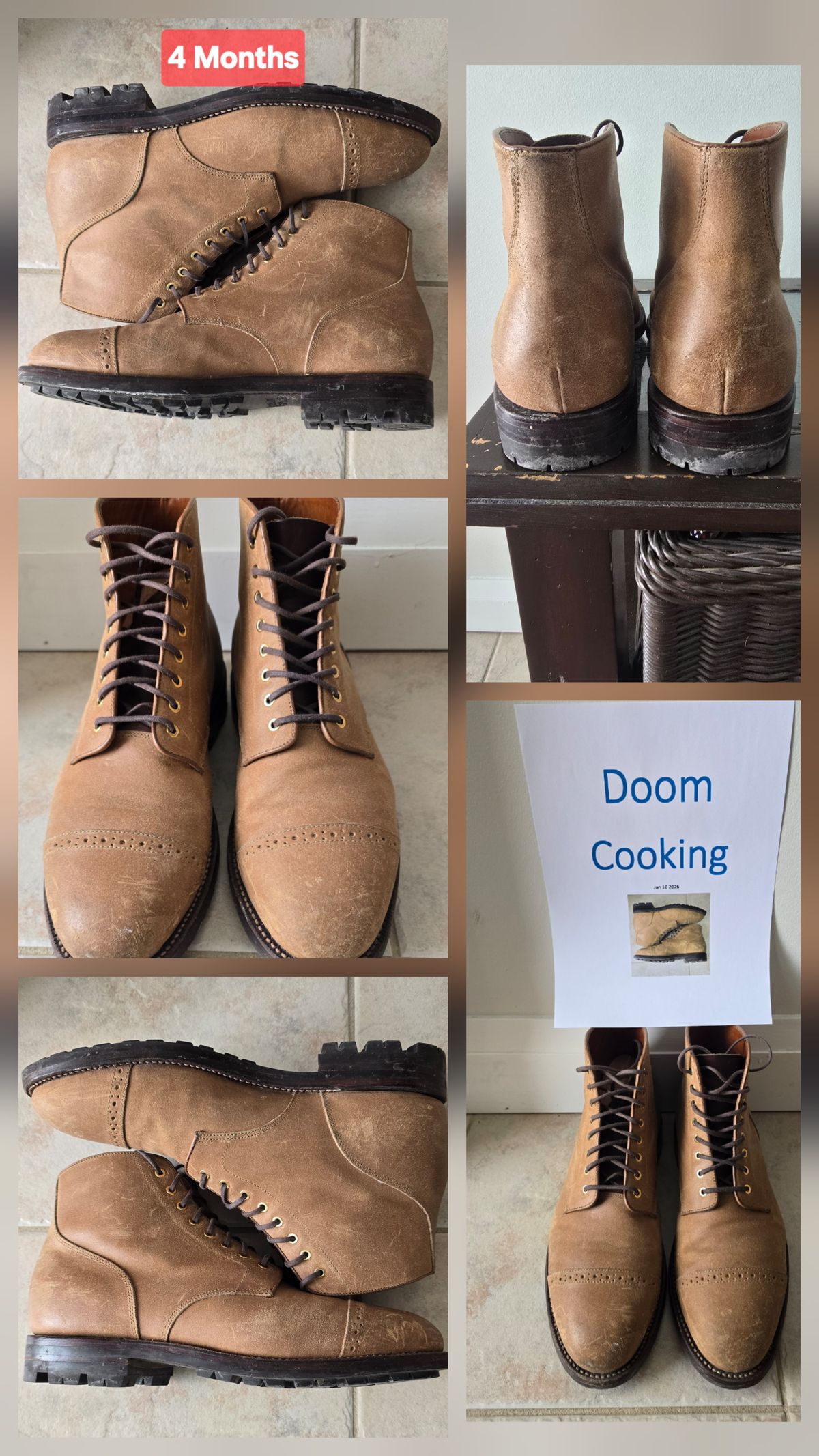 Photo by Gonzo on January 29, 2026 of the Grant Stone Garrison Boot in C.F. Stead Natural Waxy Commander Suede.