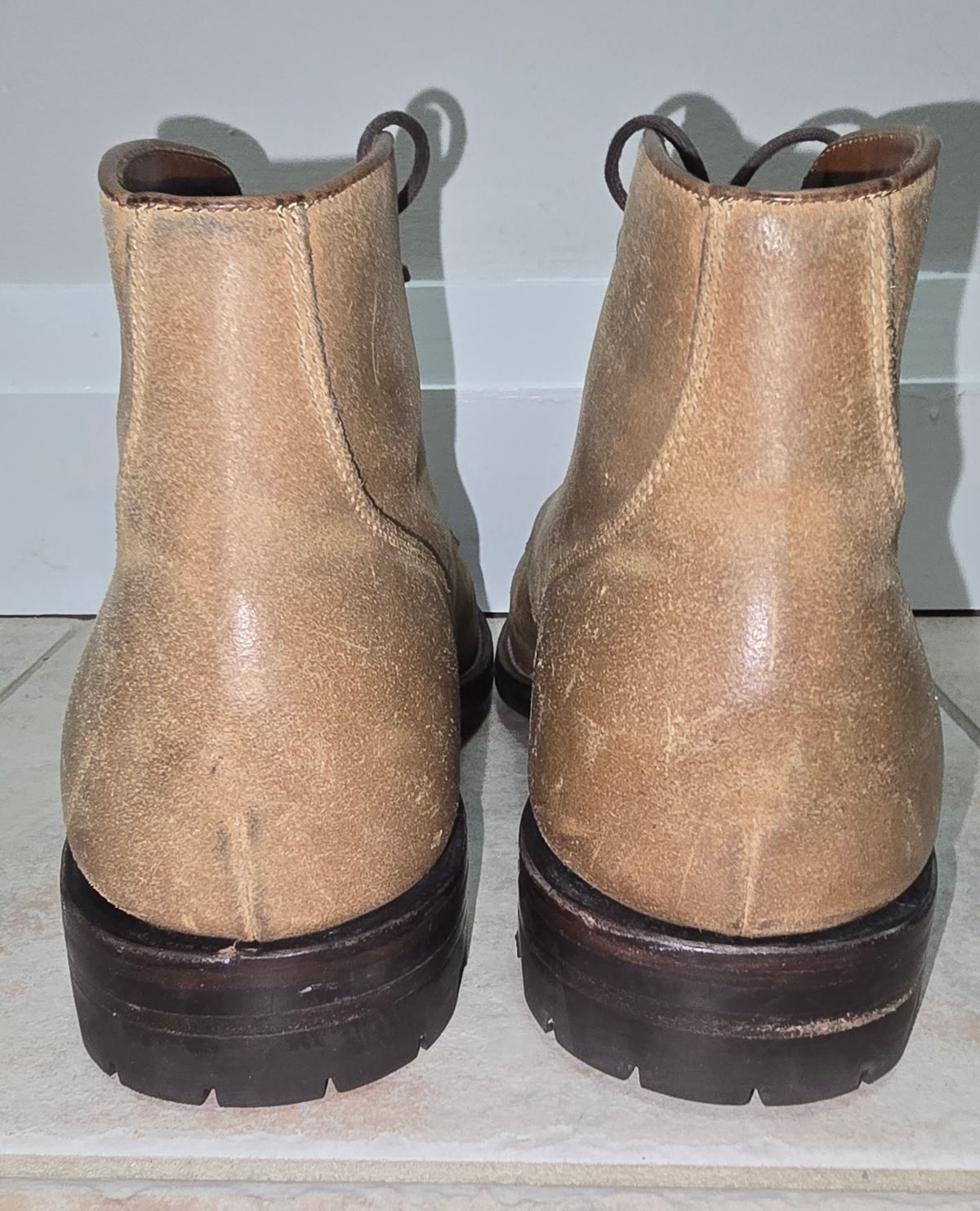 Photo by Gonzo on February 18, 2026 of the Grant Stone Garrison Boot in C.F. Stead Natural Waxy Commander Suede.