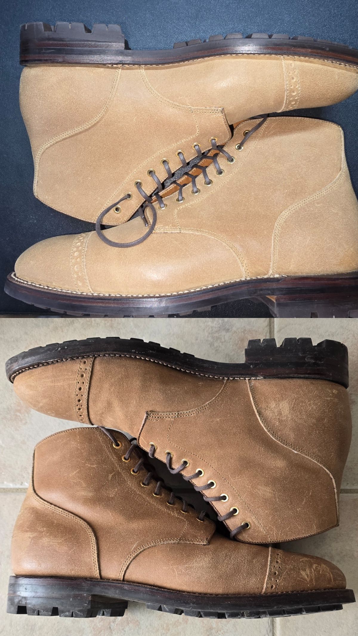 Photo by Gonzo on February 20, 2026 of the Grant Stone Garrison Boot in C.F. Stead Natural Waxy Commander Suede.