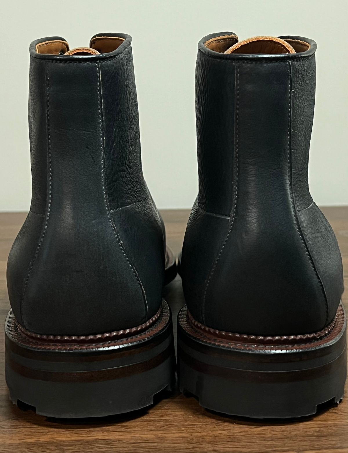 Photo by cbcastle on November 5, 2025 of the Viberg Navvy Boot in Black Washed Chromexcel.