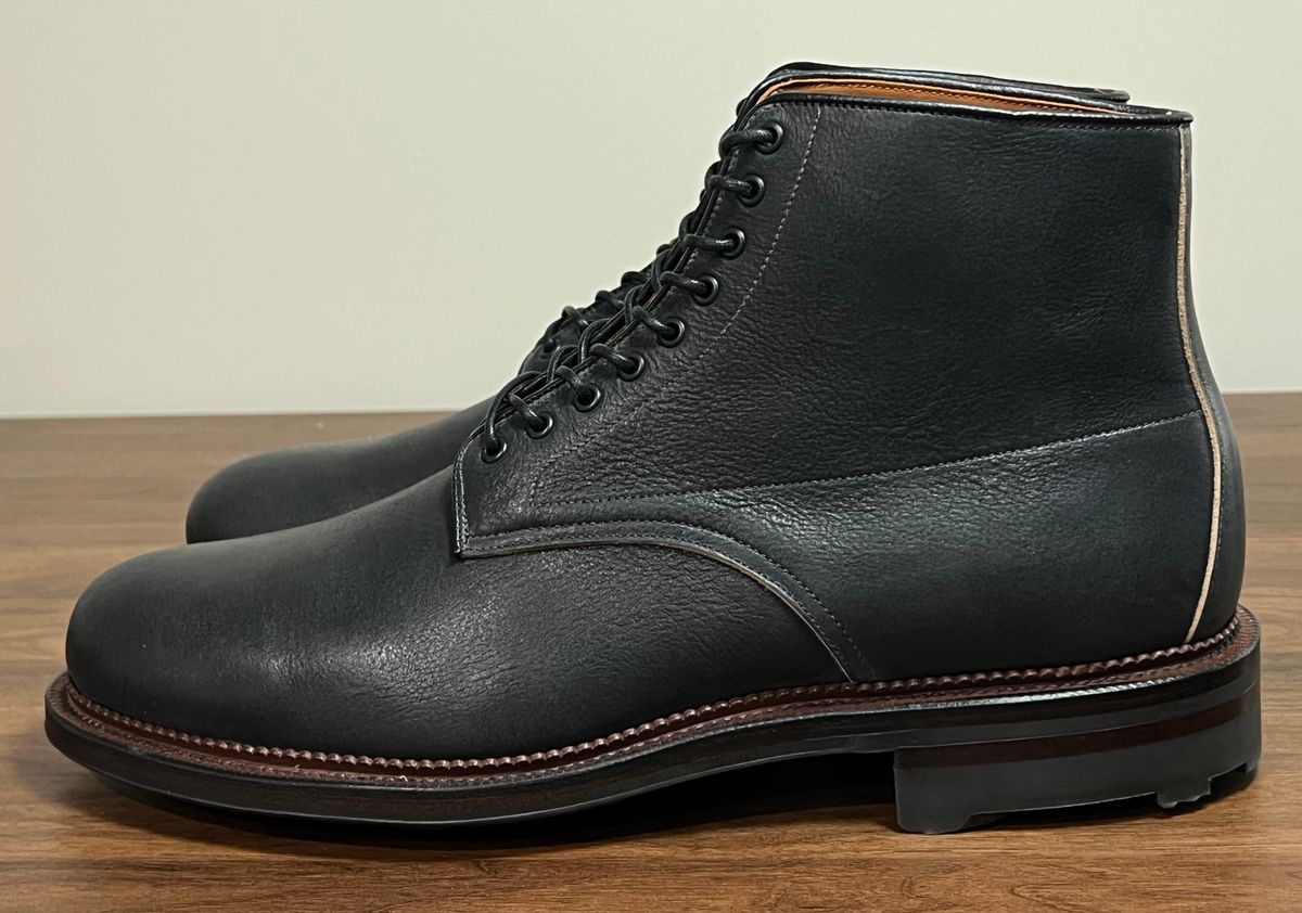 Photo by cbcastle on November 5, 2025 of the Viberg Navvy Boot in Black Washed Chromexcel.