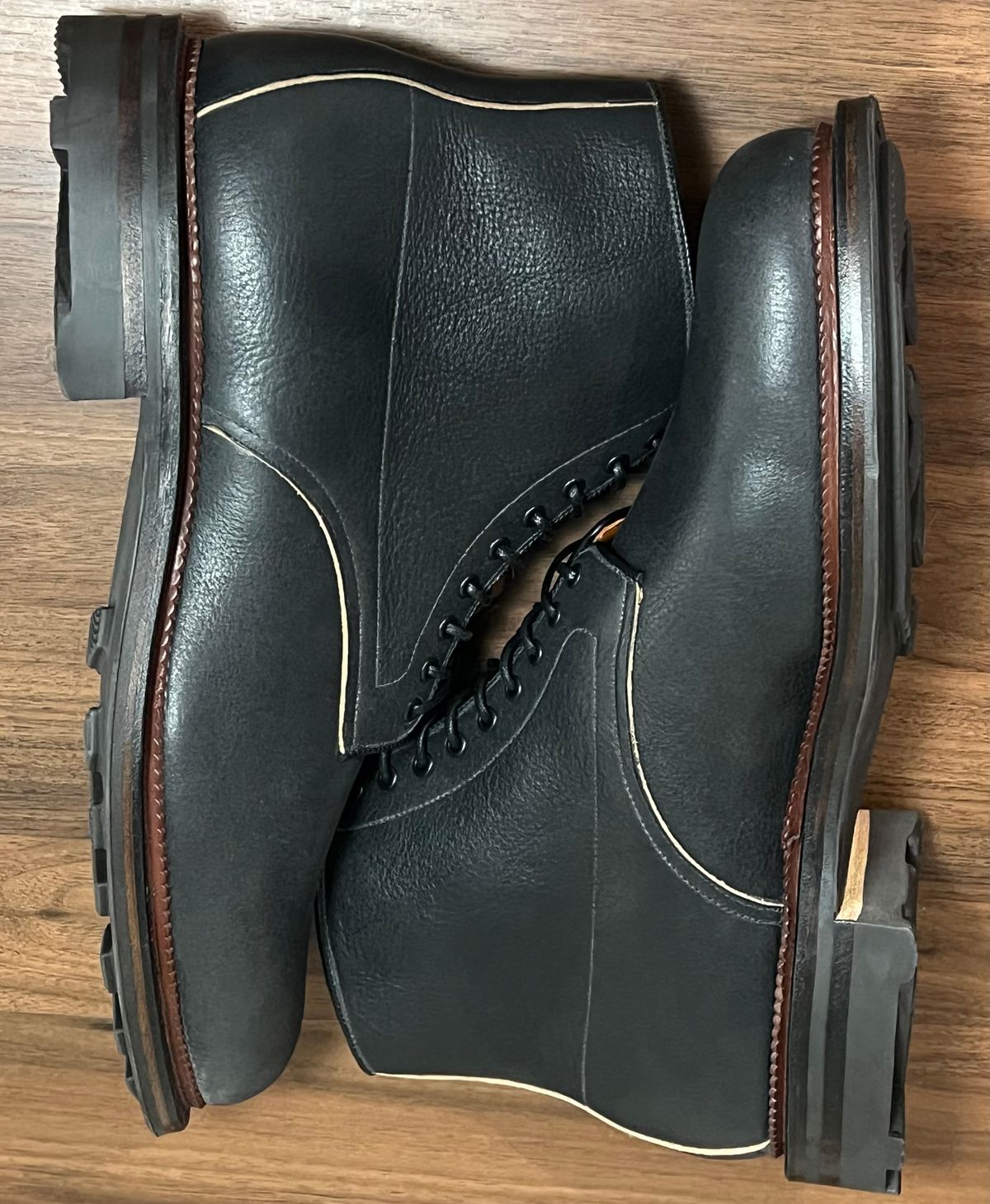Photo by cbcastle on November 5, 2025 of the Viberg Navvy Boot in Black Washed Chromexcel.