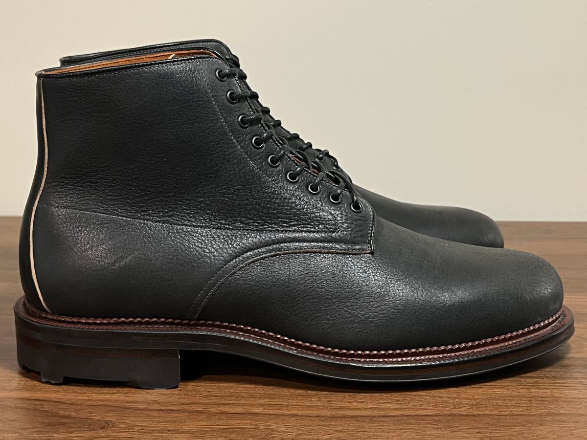 Photo by cbcastle on November 5, 2025 of the Viberg Navvy Boot in Black Washed Chromexcel.
