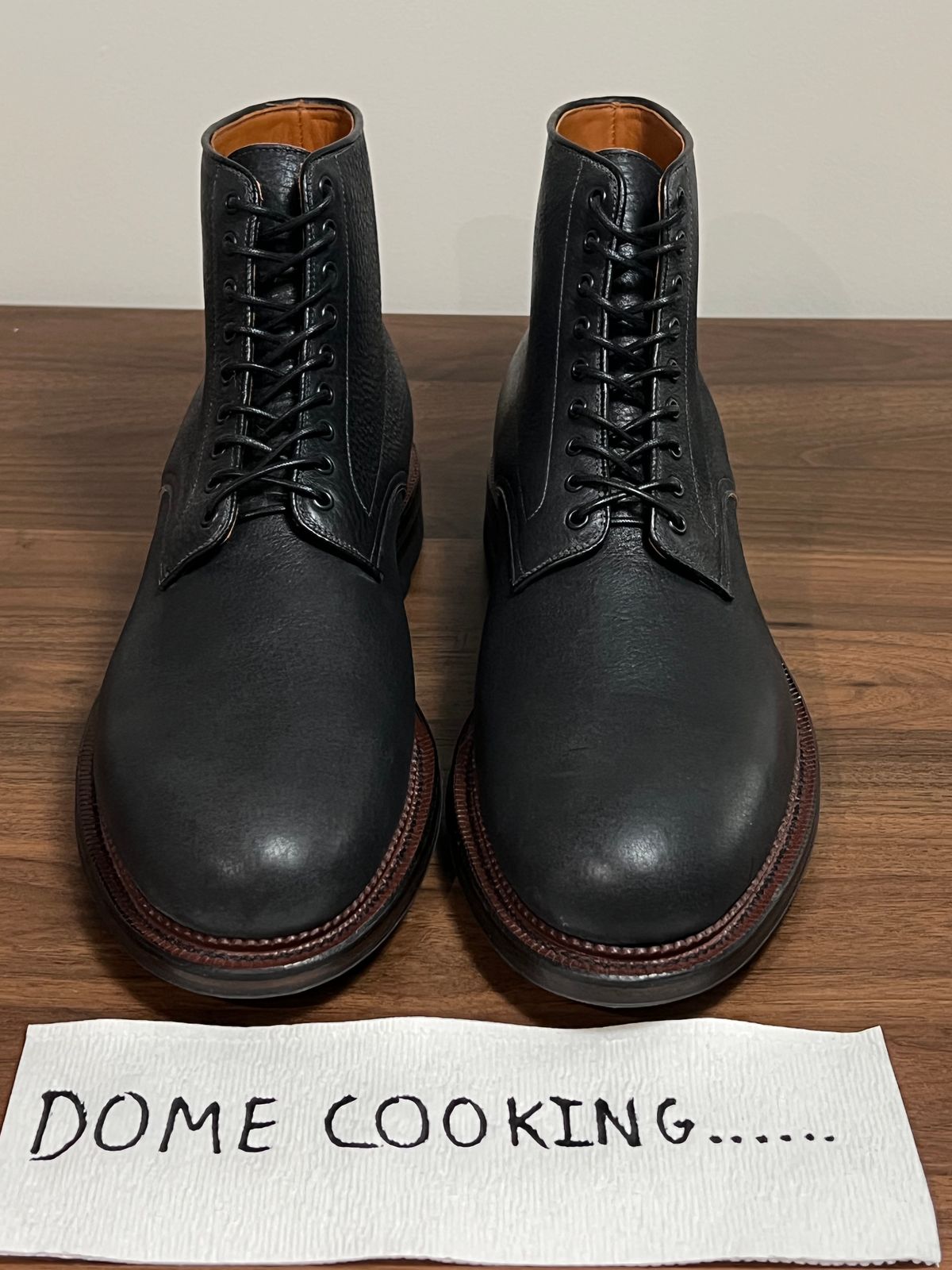 Photo by cbcastle on November 5, 2025 of the Viberg Navvy Boot in Black Washed Chromexcel.