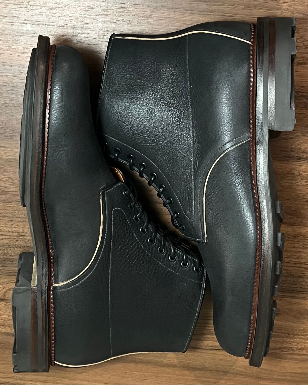 Photo by cbcastle on November 5, 2025 of the Viberg Navvy Boot in Black Washed Chromexcel.