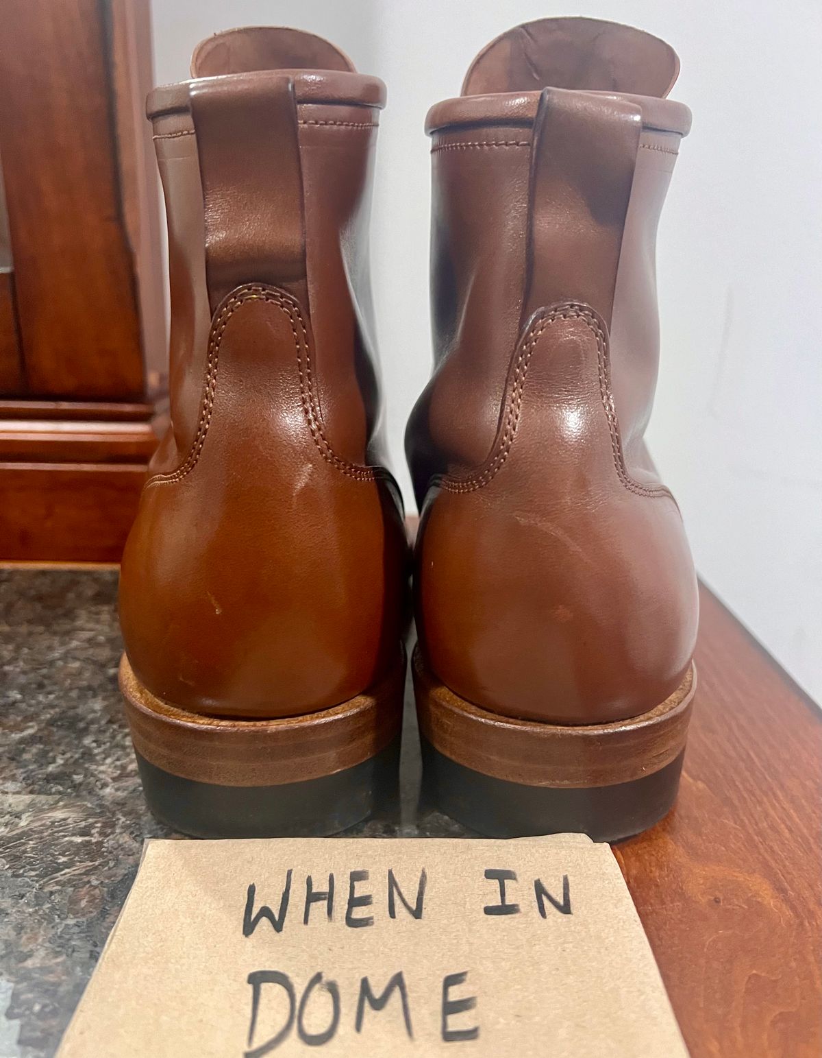 Photo by cbcastle on November 6, 2024 of the Iron Boots The Chosen One in Maryam Natural TPR Horsebutt.