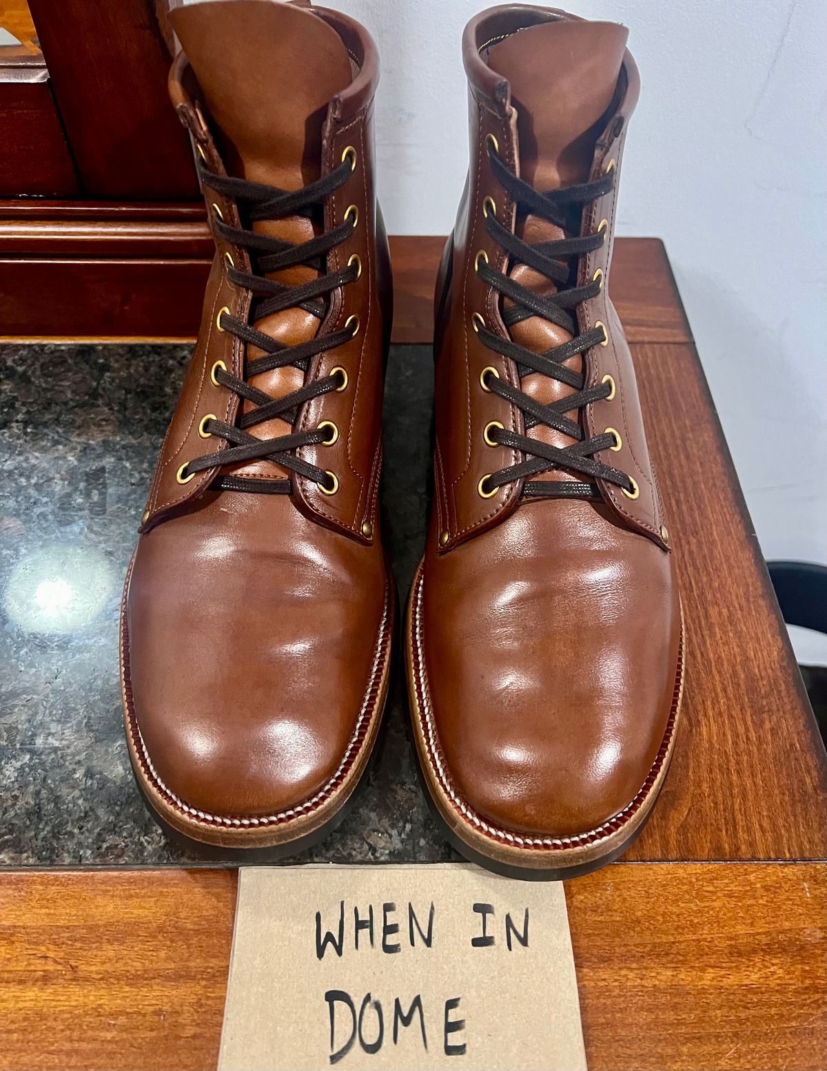 Photo by cbcastle on November 6, 2024 of the Iron Boots The Chosen One in Maryam Natural TPR Horsebutt.
