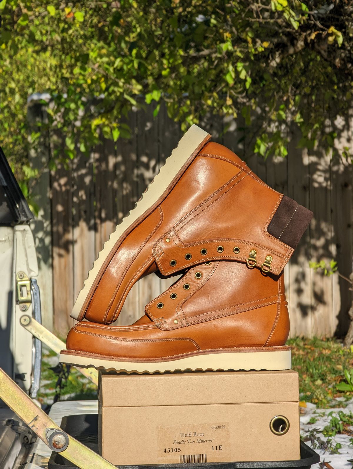 Photo by Vultain on November 9, 2022 of the Grant Stone Field Boot in Badalassi Carlo Saddle Tan Minerva.