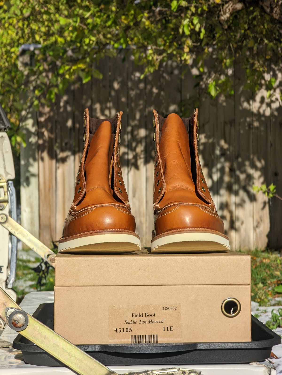 Photo by Vultain on November 9, 2022 of the Grant Stone Field Boot in Badalassi Carlo Saddle Tan Minerva.