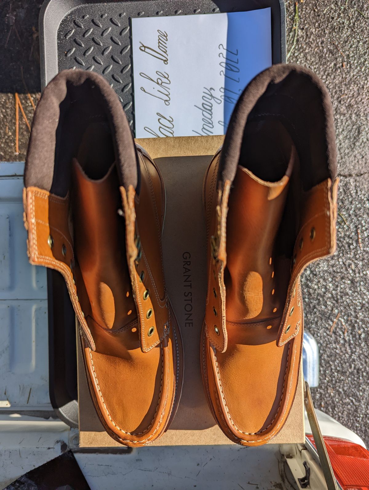 Photo by Vultain on November 9, 2022 of the Grant Stone Field Boot in Badalassi Carlo Saddle Tan Minerva.