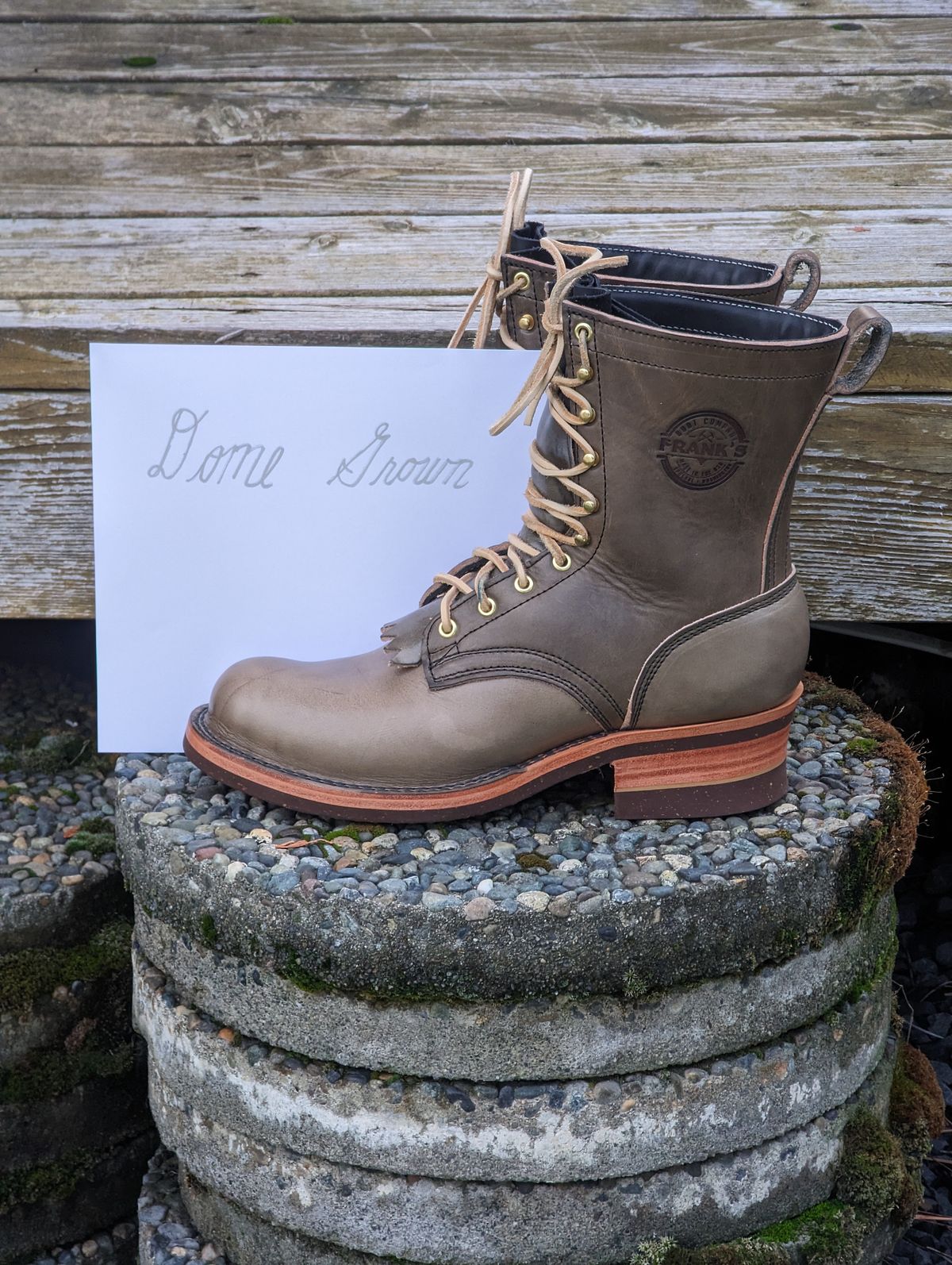 Photo by Vultain on November 6, 2023 of the Frank's Boots Unknown Model in Wickett & Craig Ash Grey Traditional Harness.