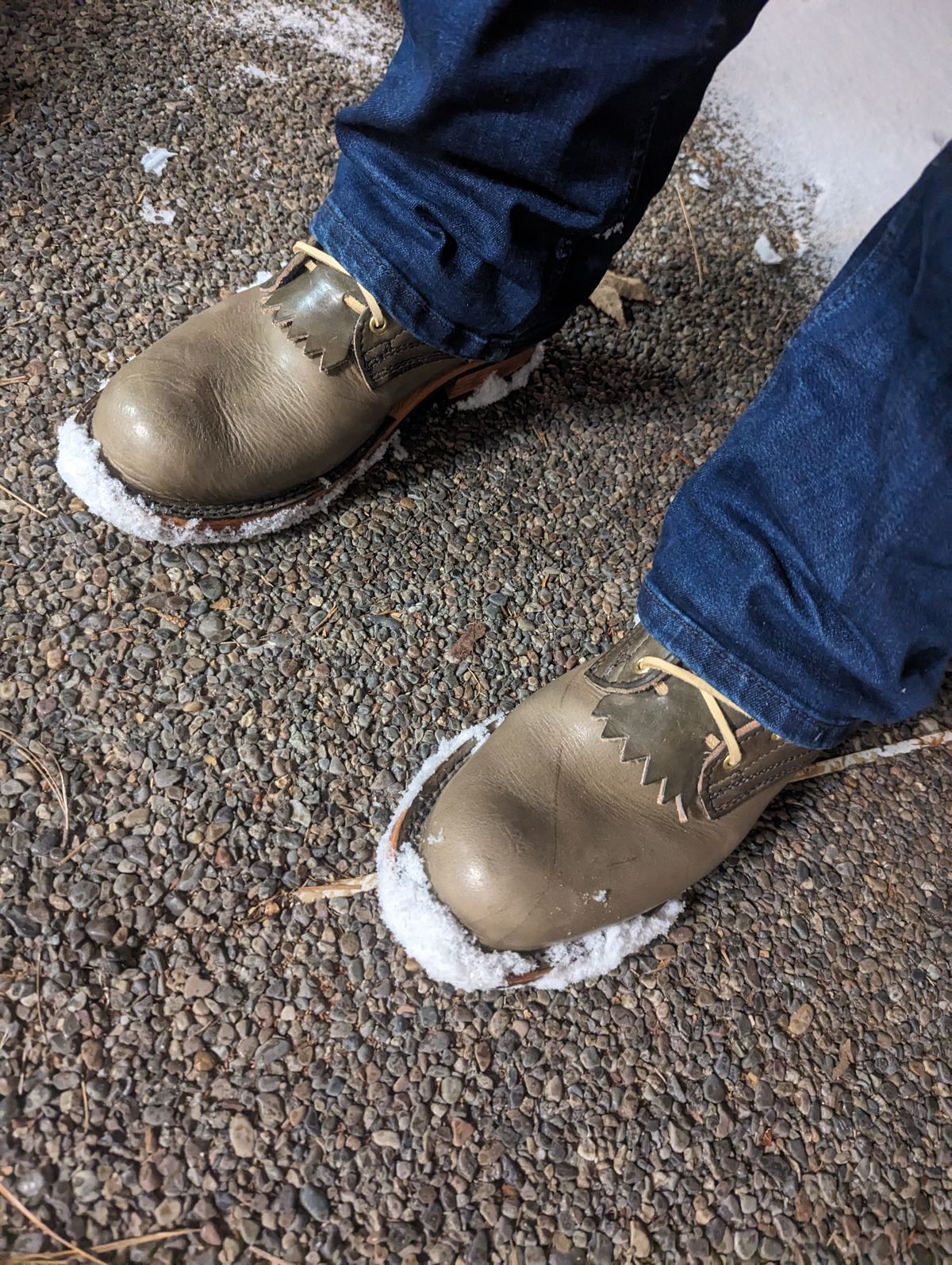 Photo by Vultain on December 1, 2023 of the Frank's Boots Unknown Model in Wickett & Craig Ash Grey Traditional Harness.