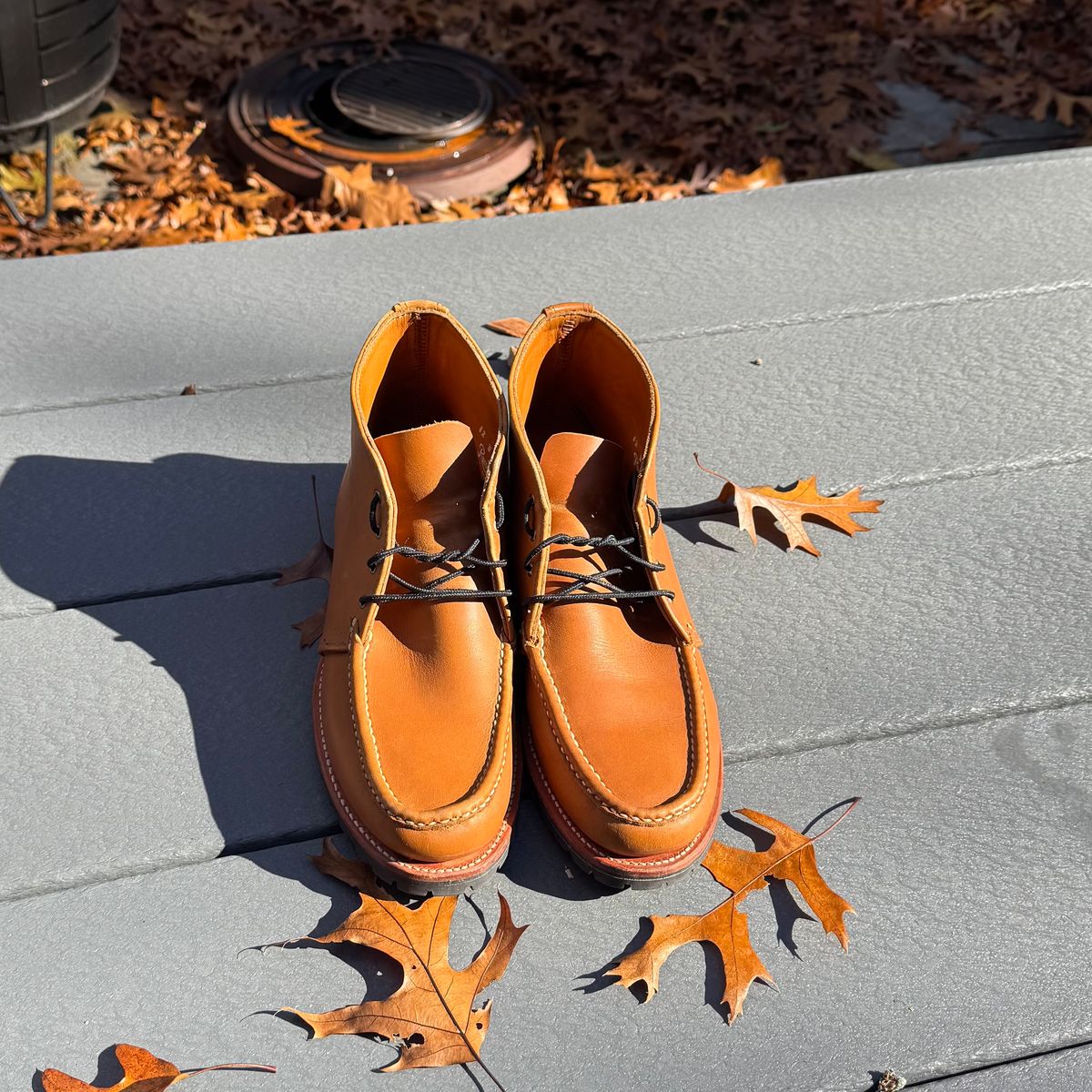 Photo by drwatcherman on November 4, 2025 of the Russell Moccasin Co. Hiker Chukka in Horween Mountaineer.