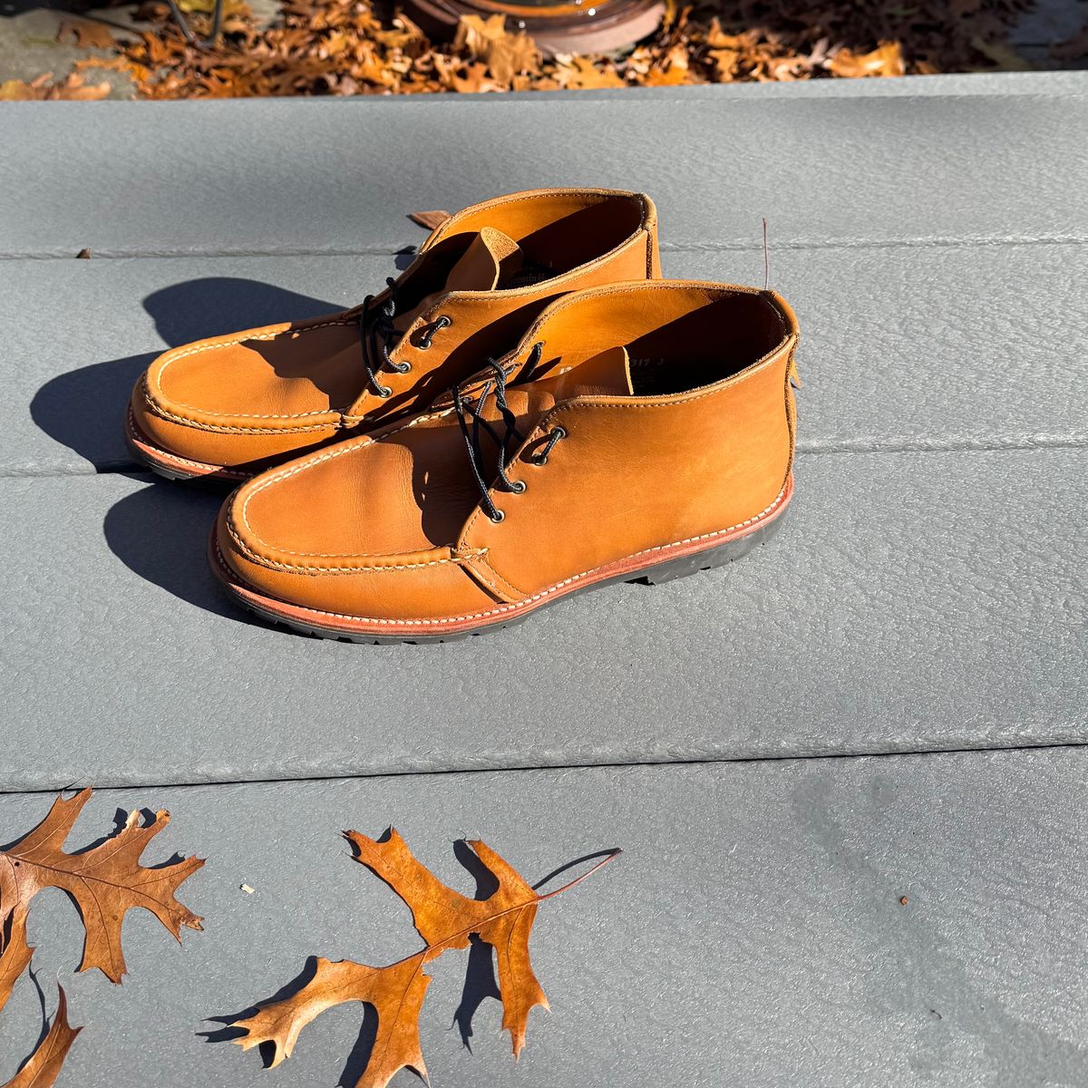 Photo by drwatcherman on November 4, 2025 of the Russell Moccasin Co. Hiker Chukka in Horween Mountaineer.