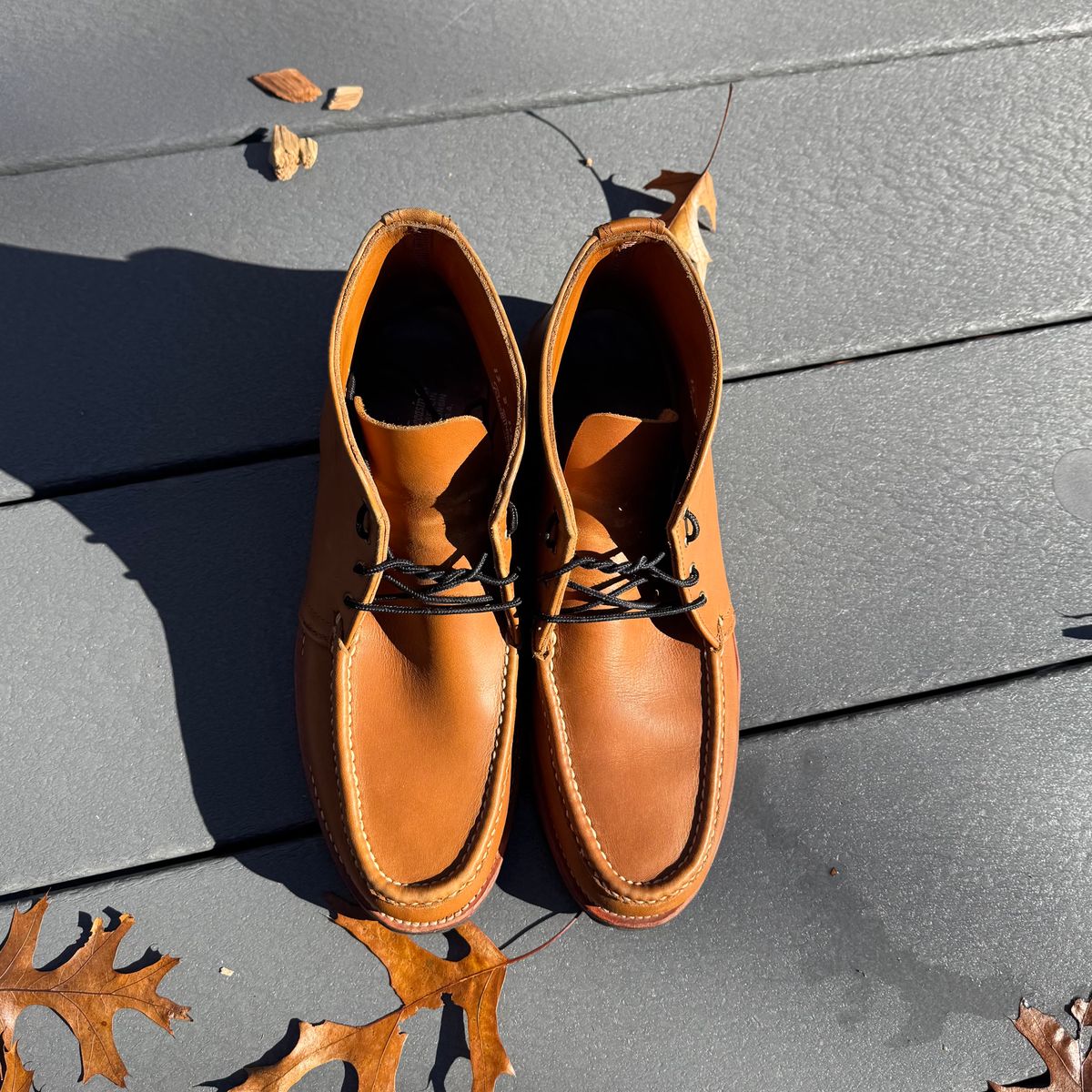 Photo by drwatcherman on November 4, 2025 of the Russell Moccasin Co. Hiker Chukka in Horween Mountaineer.