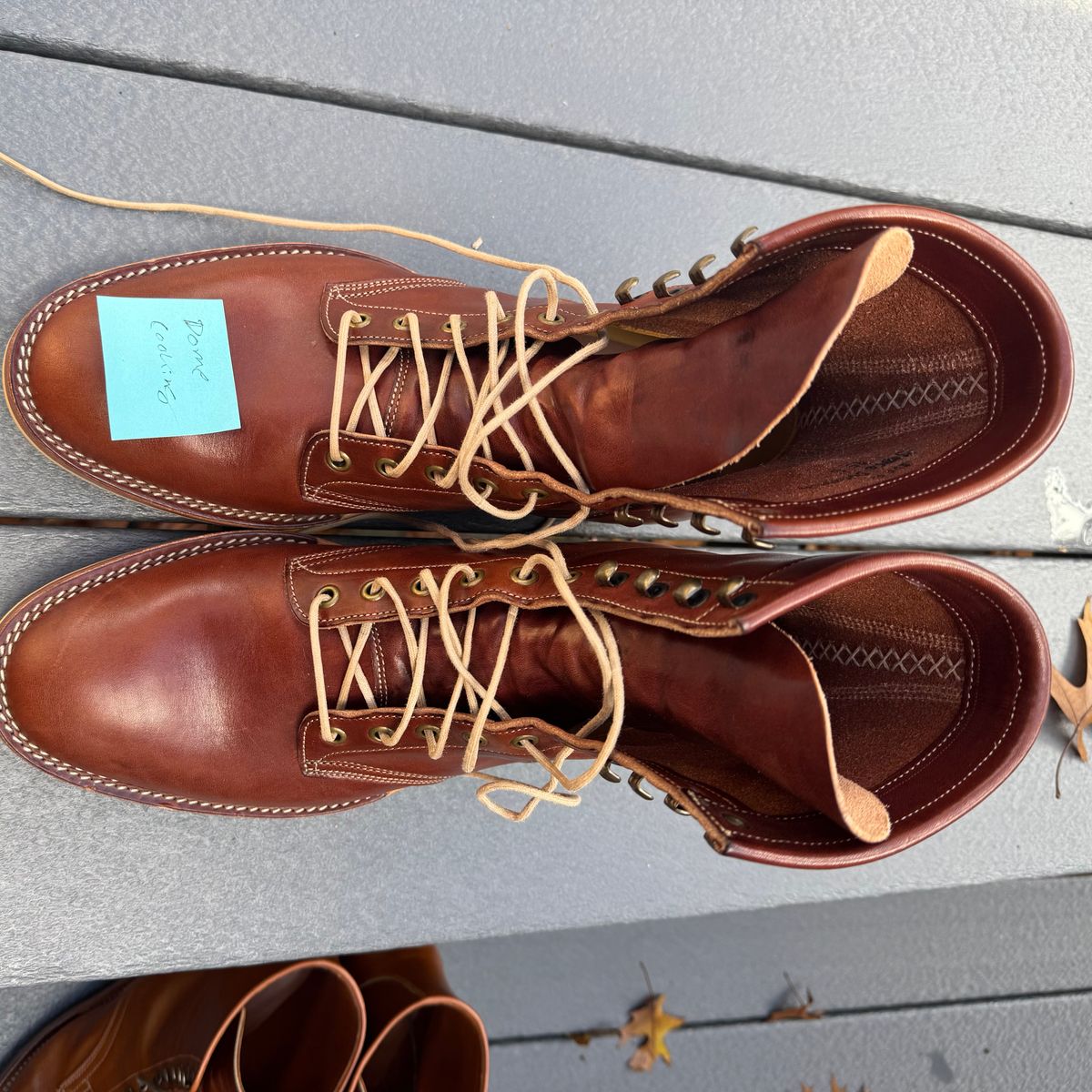 Photo by drwatcherman on November 4, 2025 of the Onderhoud SVC02 Packer Boot in Wickett & Craig Medium Brown Traditional Harness.