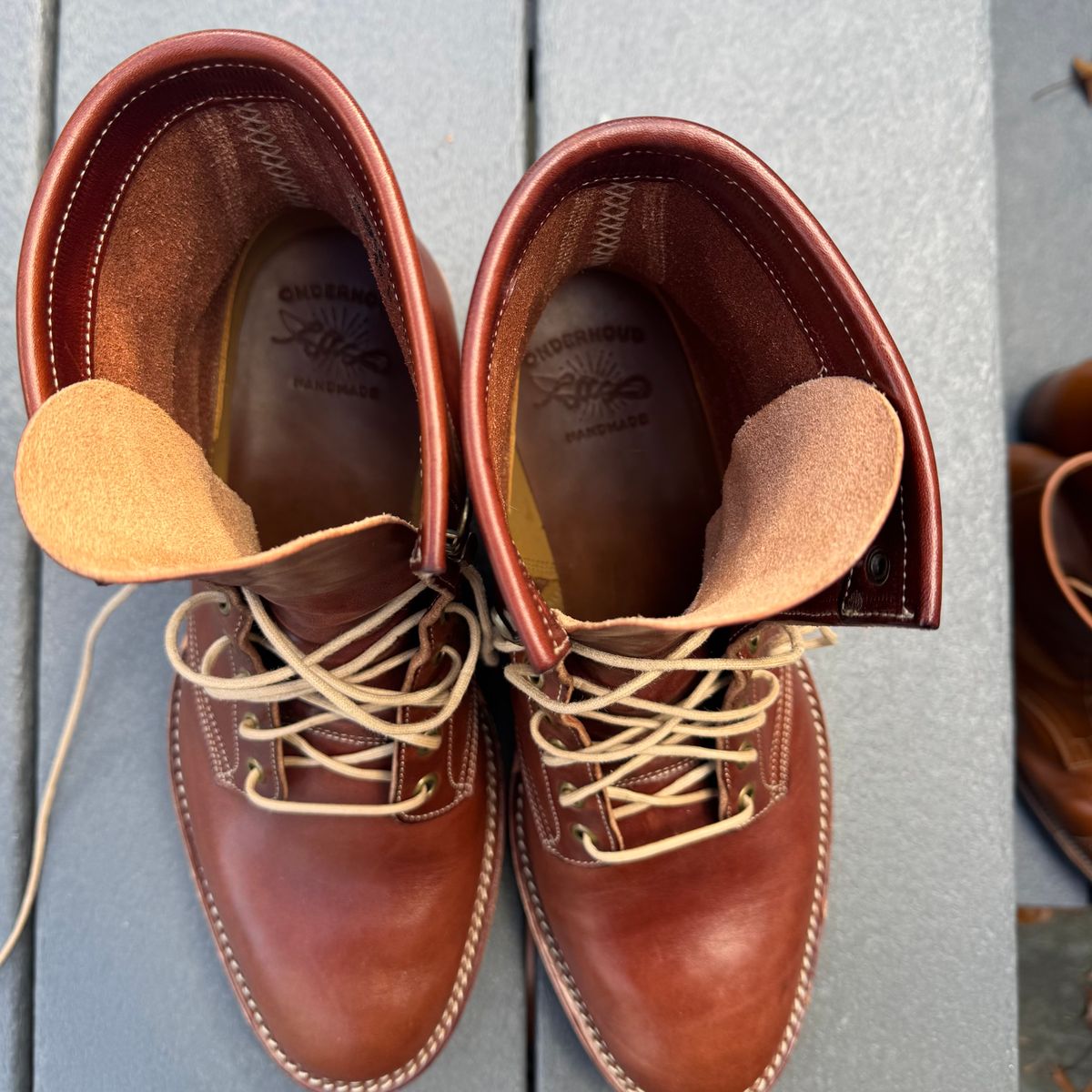 Photo by drwatcherman on November 4, 2025 of the Onderhoud SVC02 Packer Boot in Wickett & Craig Medium Brown Traditional Harness.