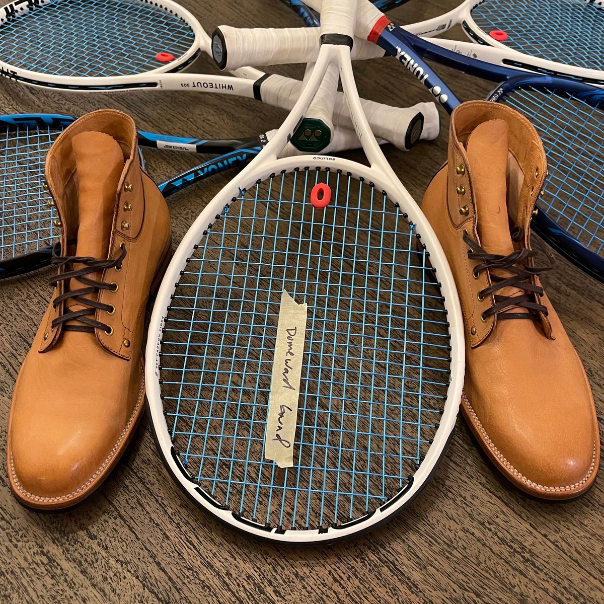 Photo by drwatcherman on October 10, 2023 of the Iron Boots x Østmo Type 1 in Maryam Light Brown Washed Horsehide.