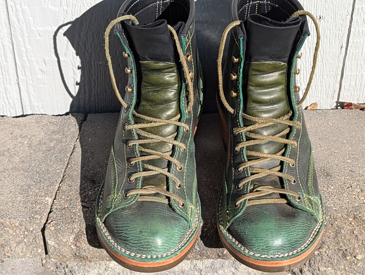 Photo by msmith1389 on November 1, 2024 of the Frank's Boots Monkey Boot in Conceria Walpier Black Burro Green.