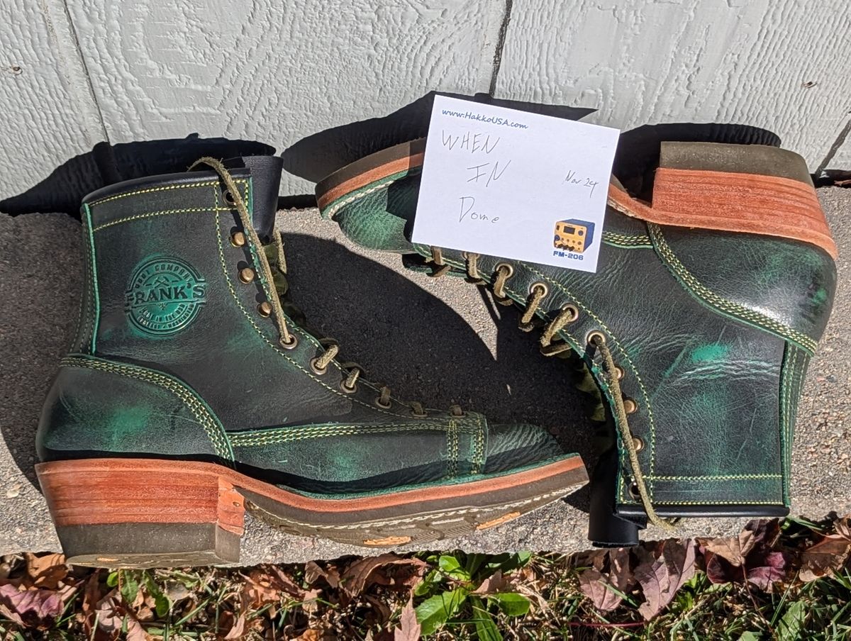Photo by msmith1389 on November 1, 2024 of the Frank's Boots Monkey Boot in Conceria Walpier Black Burro Green.