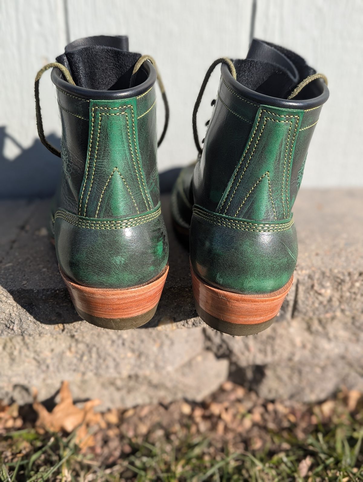 Photo by msmith1389 on December 3, 2024 of the Frank's Boots Monkey Boot in Conceria Walpier Black Burro Green.