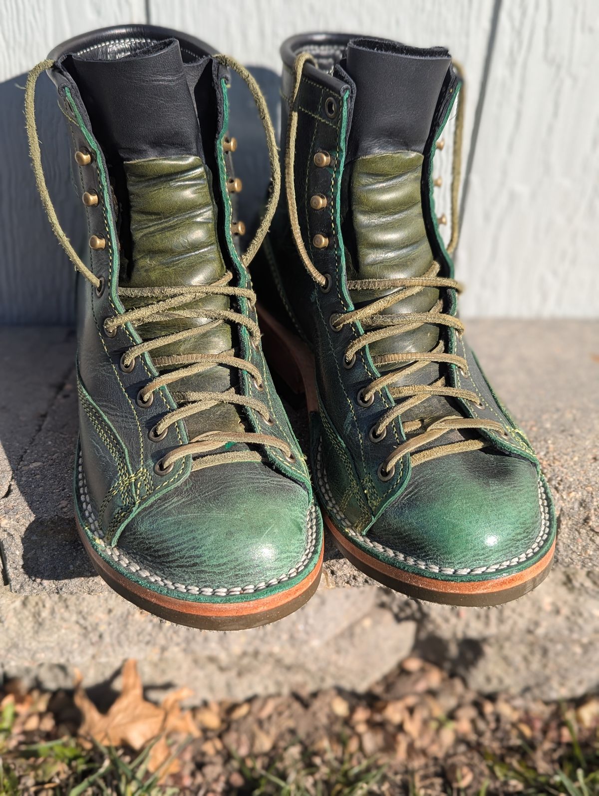 Photo by msmith1389 on December 3, 2024 of the Frank's Boots Monkey Boot in Conceria Walpier Black Burro Green.
