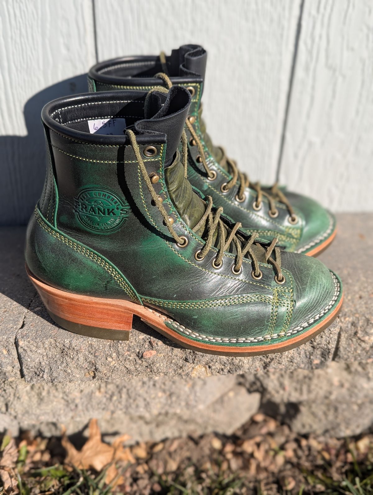 Photo by msmith1389 on December 3, 2024 of the Frank's Boots Monkey Boot in Conceria Walpier Black Burro Green.