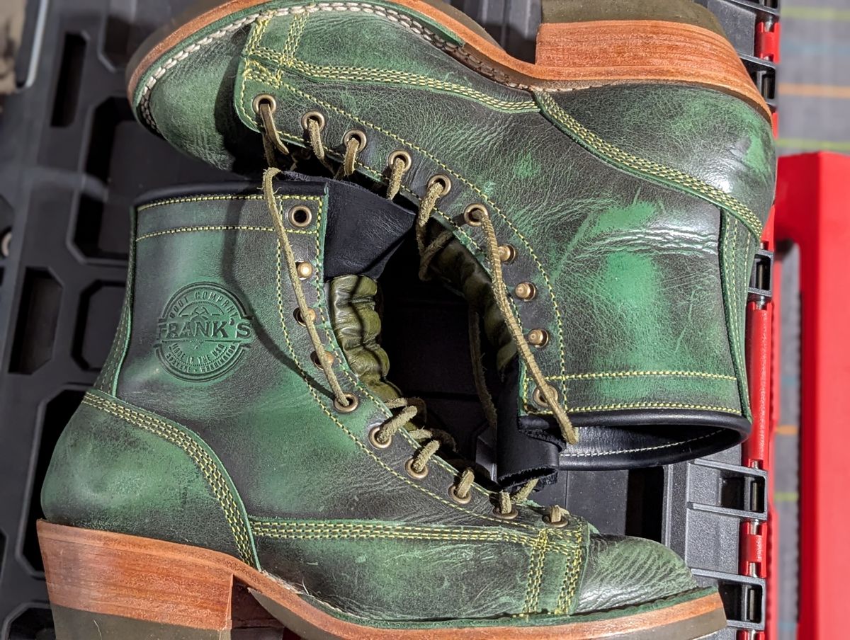 Photo by msmith1389 on February 2, 2025 of the Frank's Boots Monkey Boot in Conceria Walpier Black Burro Green.